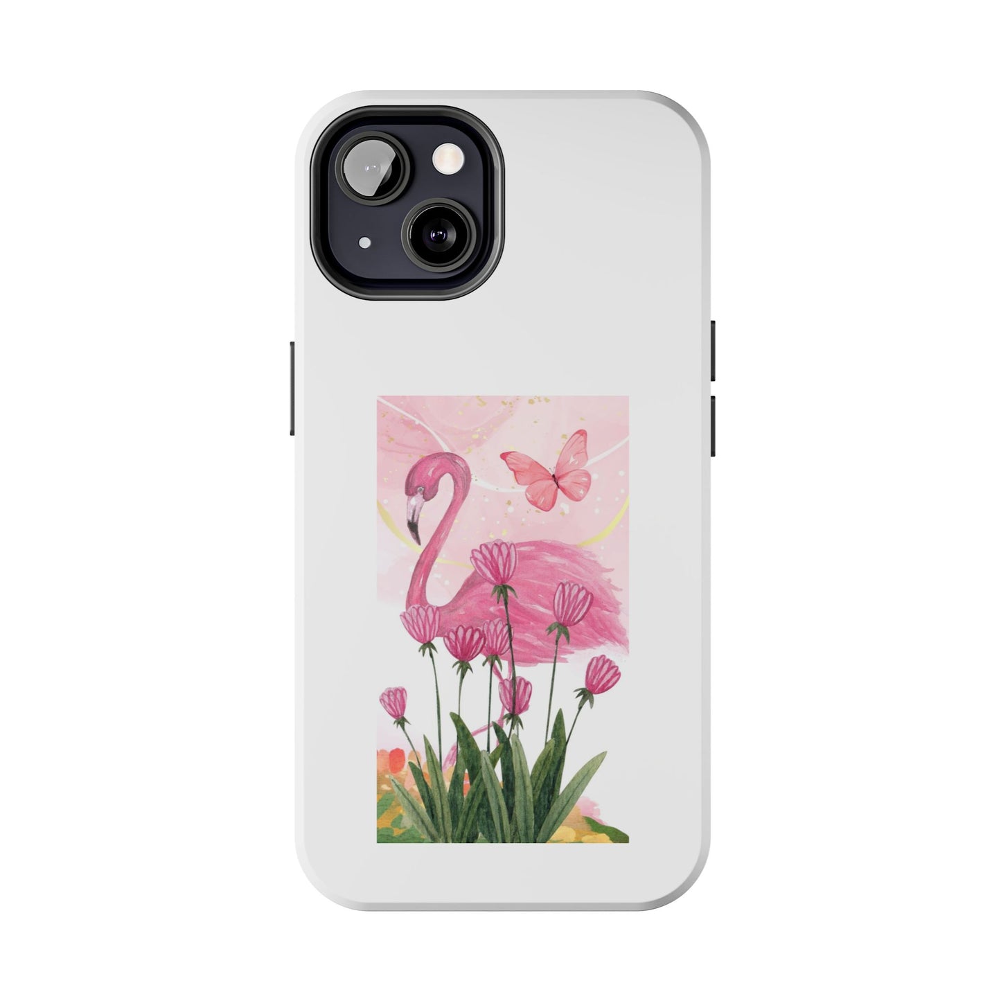 Flamingo & Butterfly - Tough iPhone Cases - Choose your Size