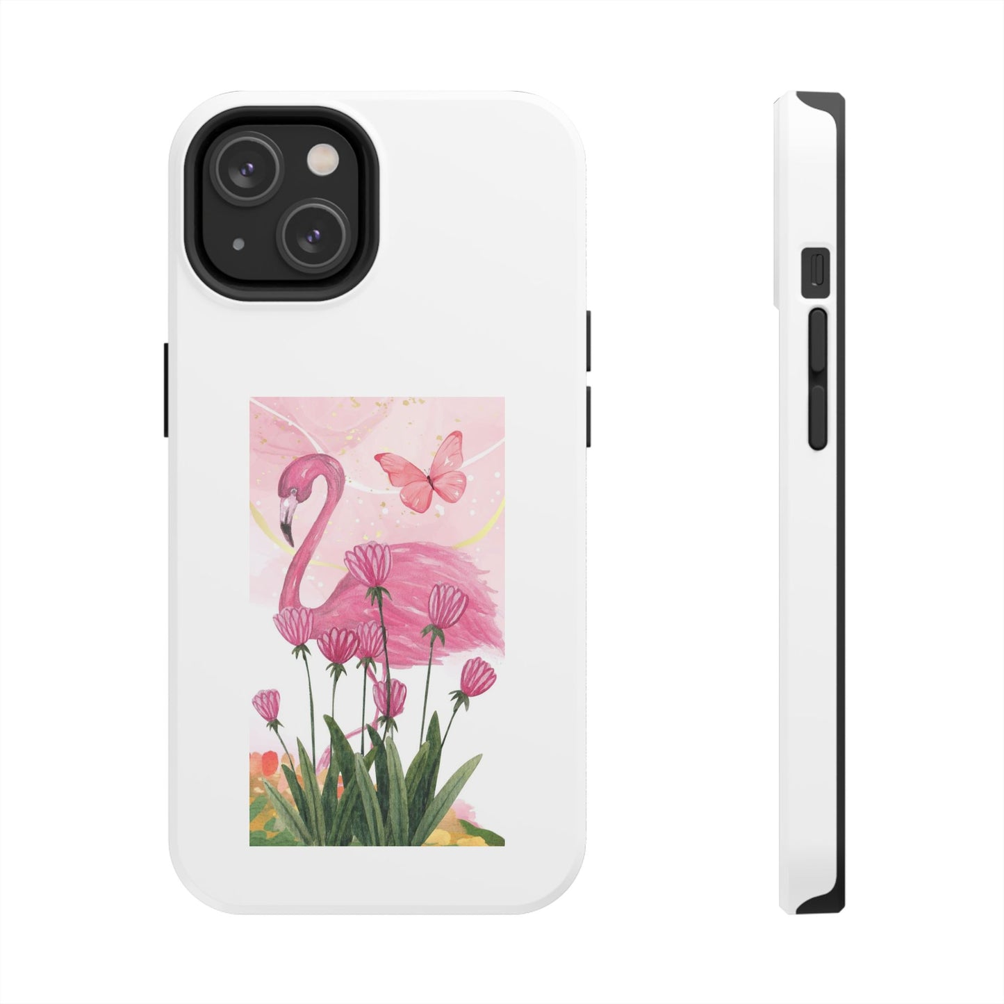 Flamingo & Butterfly - Tough iPhone Cases - Choose your Size