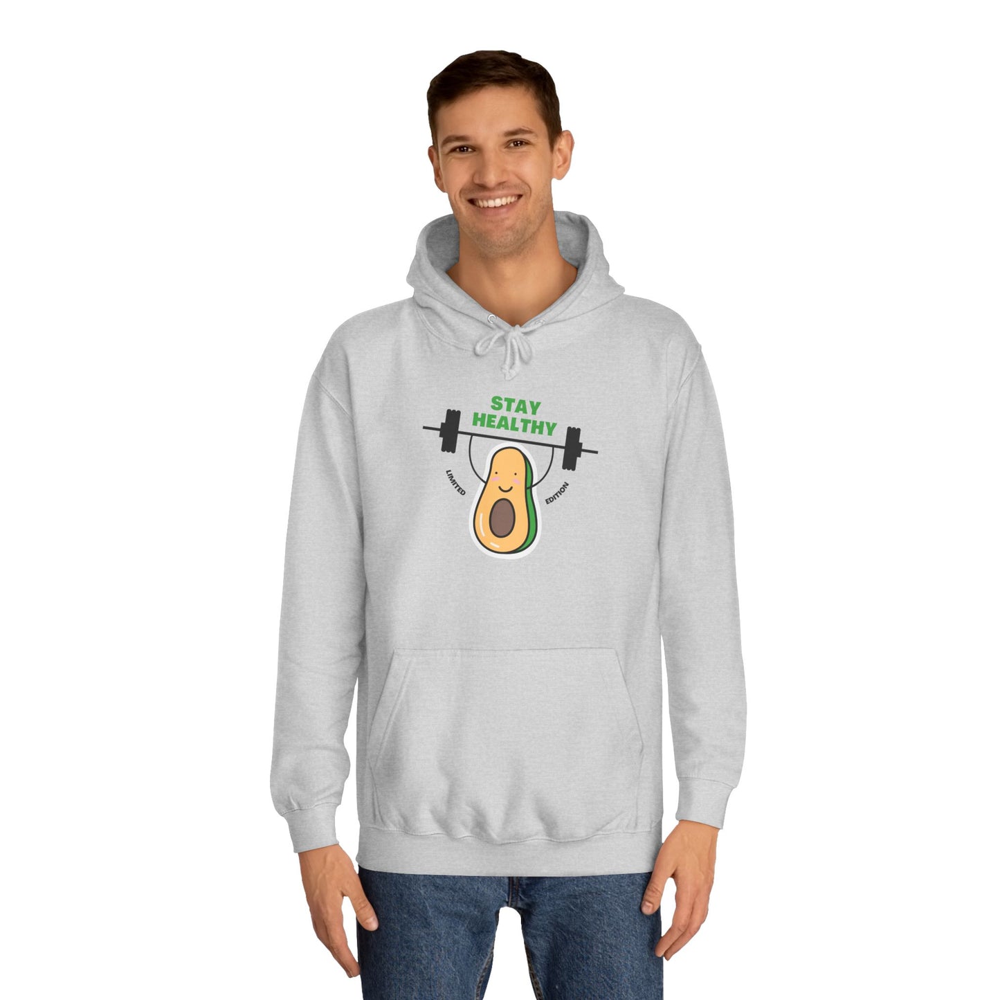 Funny Avocado Gym Hoodie, Stay Healthy Gift, Unisex Workout Sweatshirt, College Student Apparel, Fitness Motivational Wear