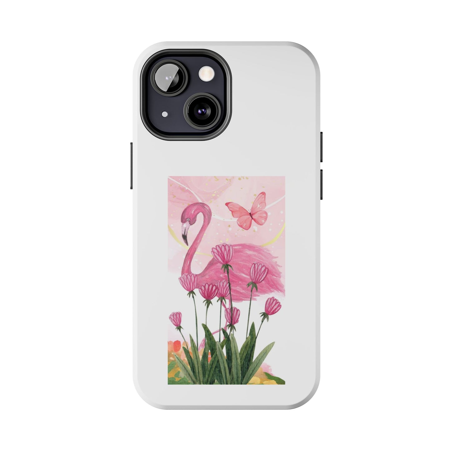Flamingo & Butterfly - Tough iPhone Cases - Choose your Size