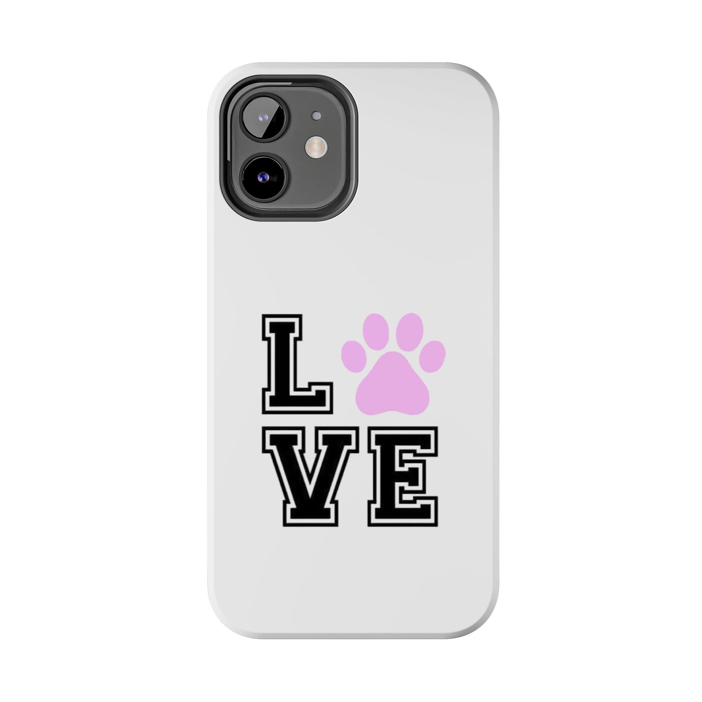 Love Pink Paw Print - Tough iPhone Cases - Choose your Size