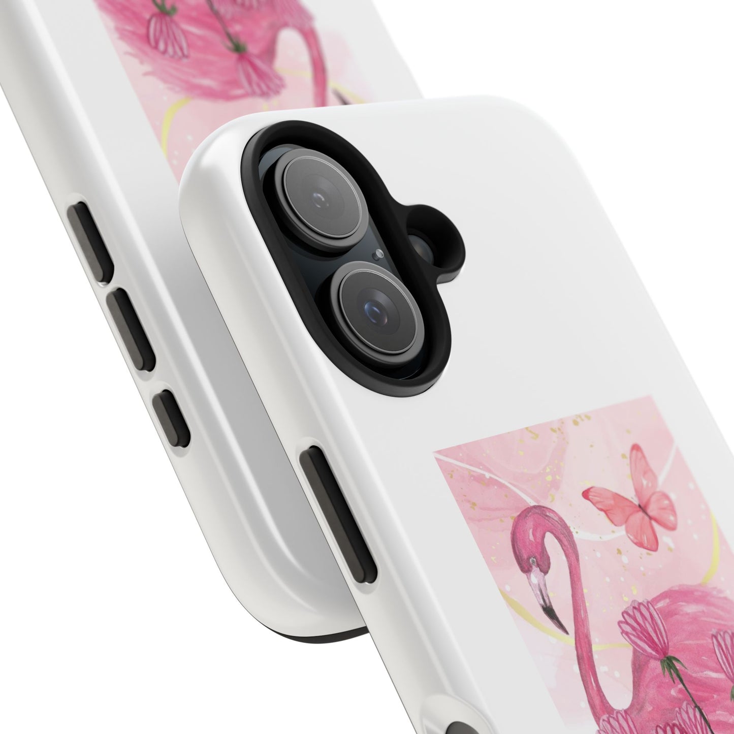 Flamingo & Butterfly - Tough iPhone Cases - Choose your Size