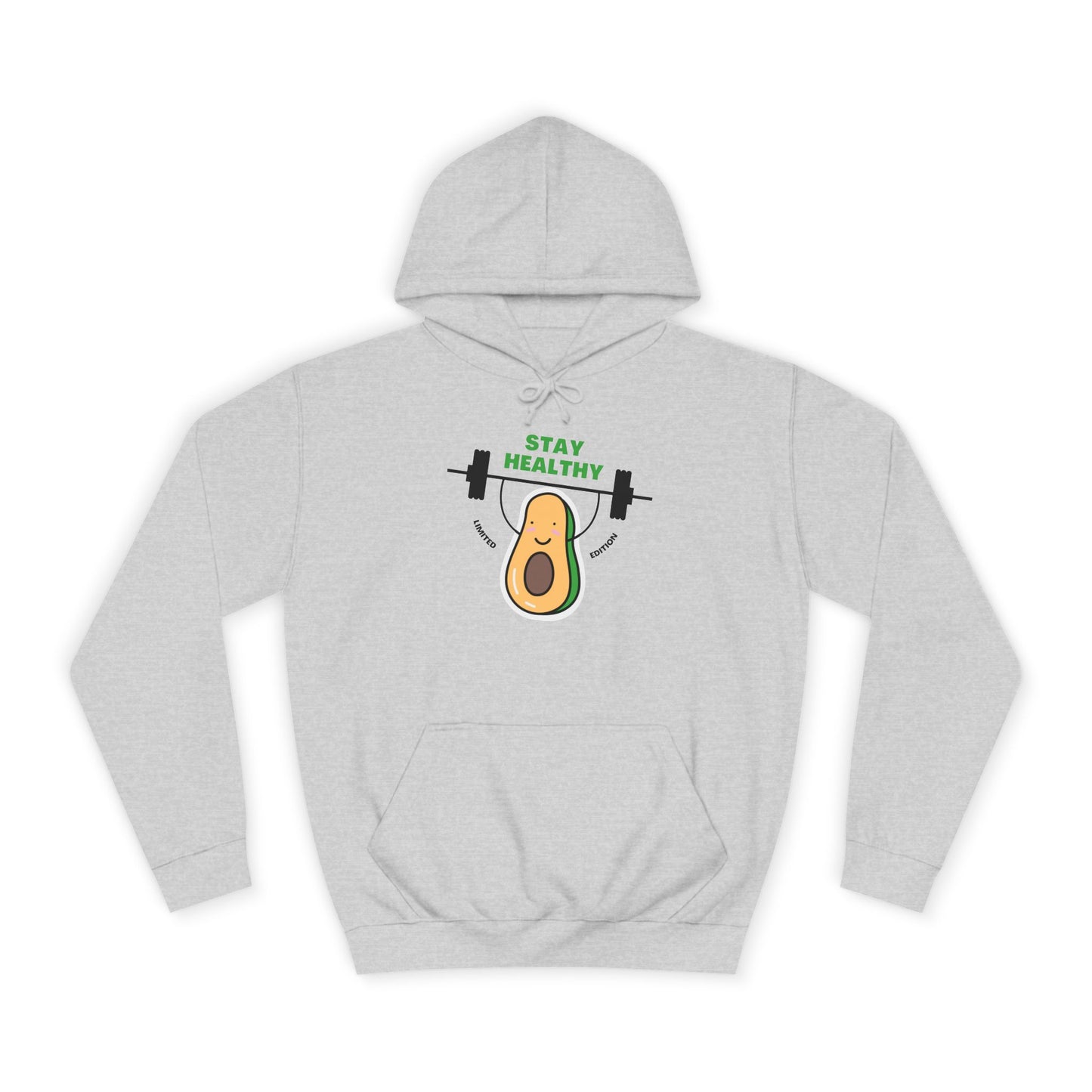 Funny Avocado Gym Hoodie, Stay Healthy Gift, Unisex Workout Sweatshirt, College Student Apparel, Fitness Motivational Wear