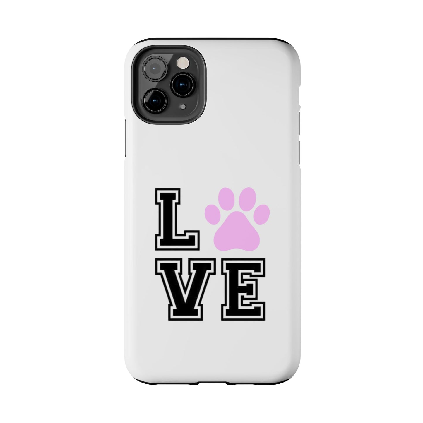 Love Pink Paw Print - Tough iPhone Cases - Choose your Size