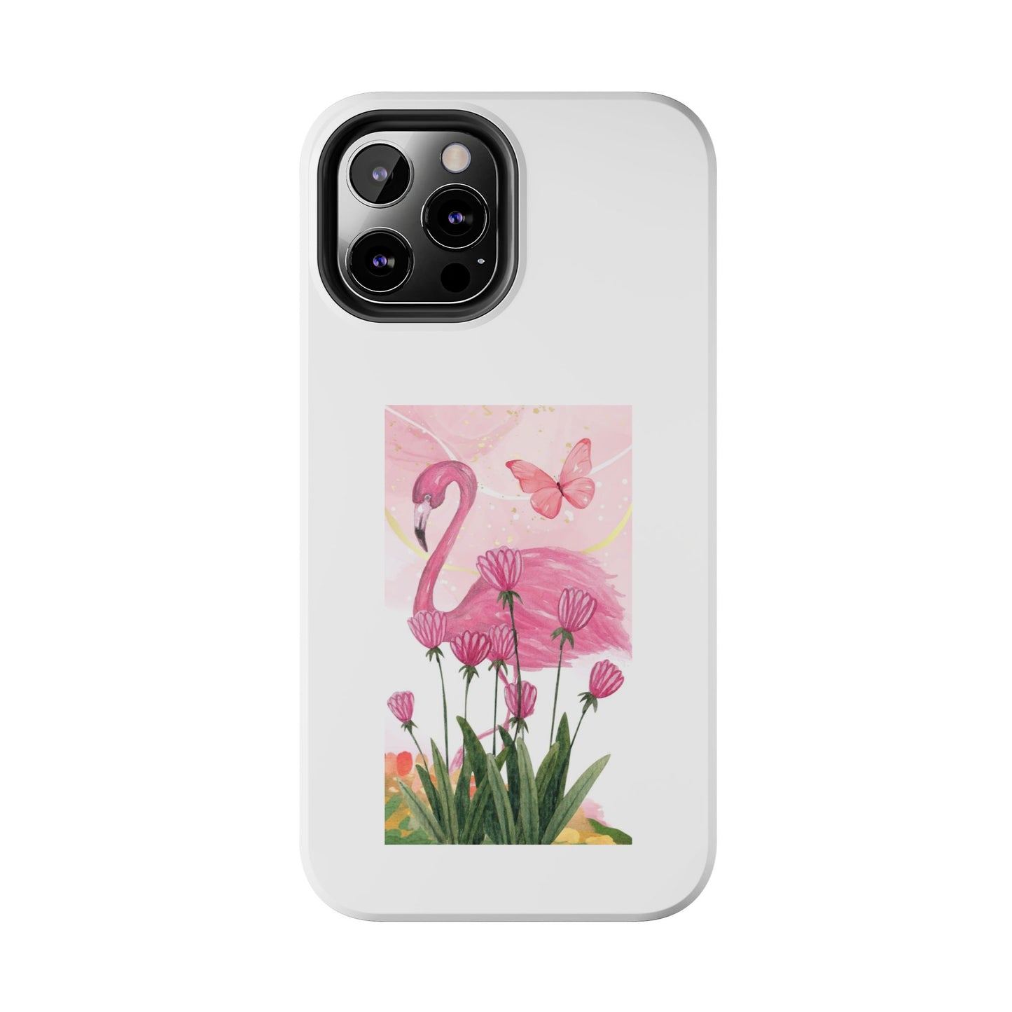 Flamingo & Butterfly - Tough iPhone Cases - Choose your Size