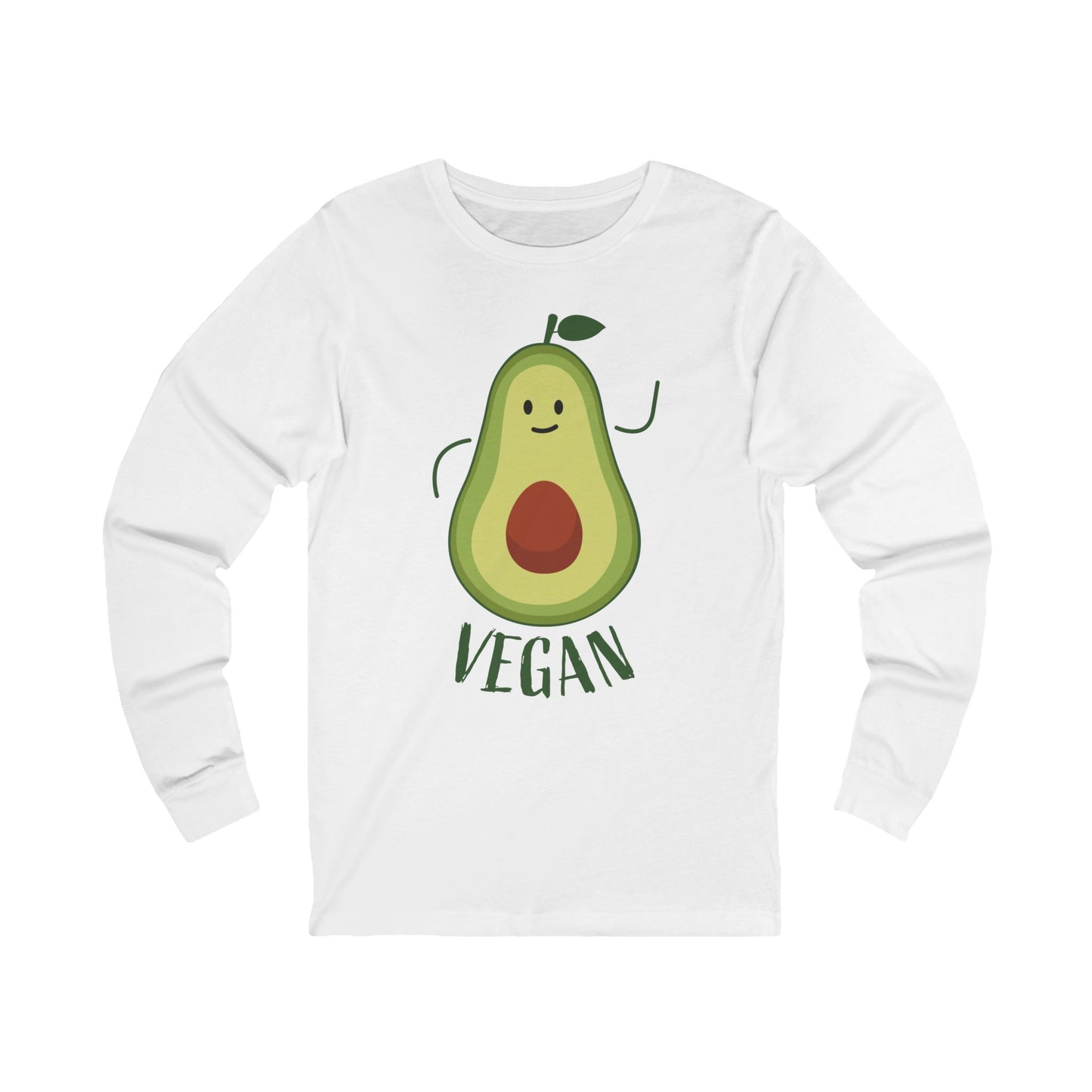 Cute Vegan Avocado Long Sleeve Tee, Plant-Based T-Shirt, Avocado Lover Gift, Eco-Friendly Apparel, Casual Vegan Top