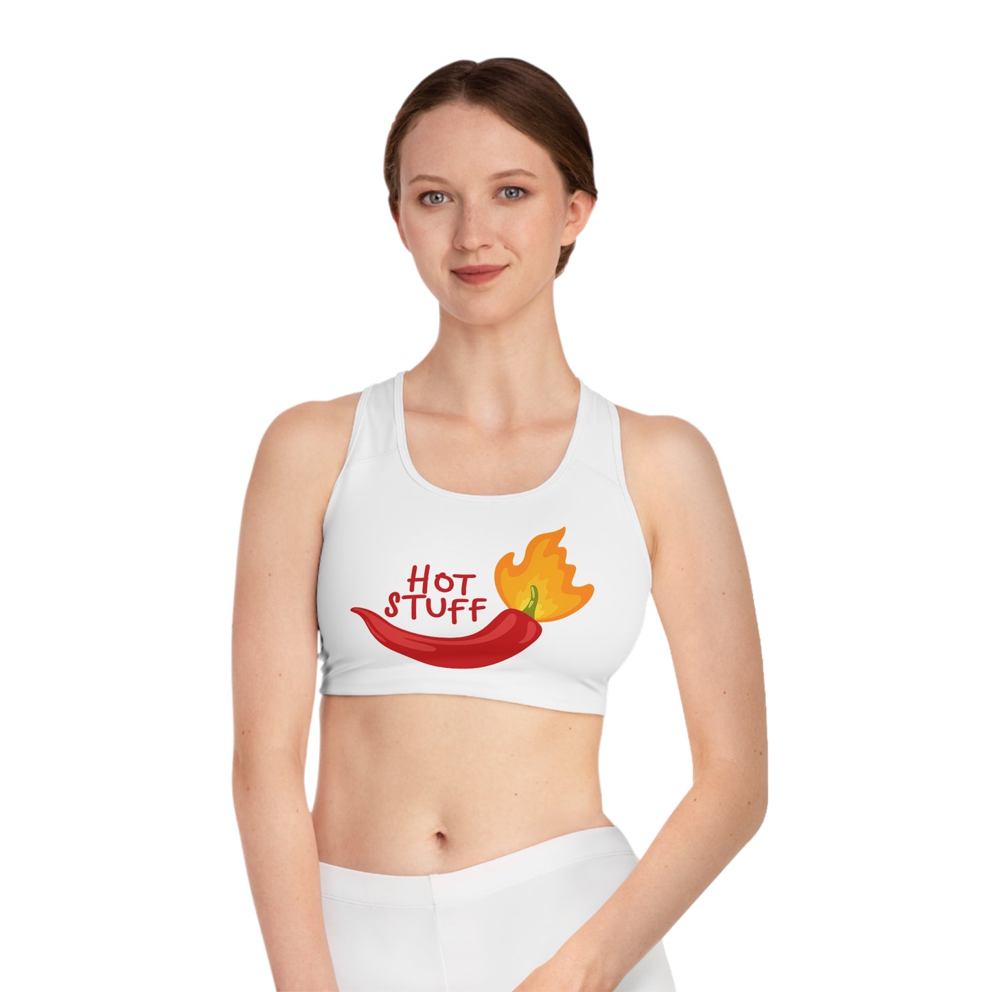 HOT STUFF - Sports Bra, Cute Workout Top, Fitness Apparel, Jeep Lover Gift, Activewear for the Gym or Yogah