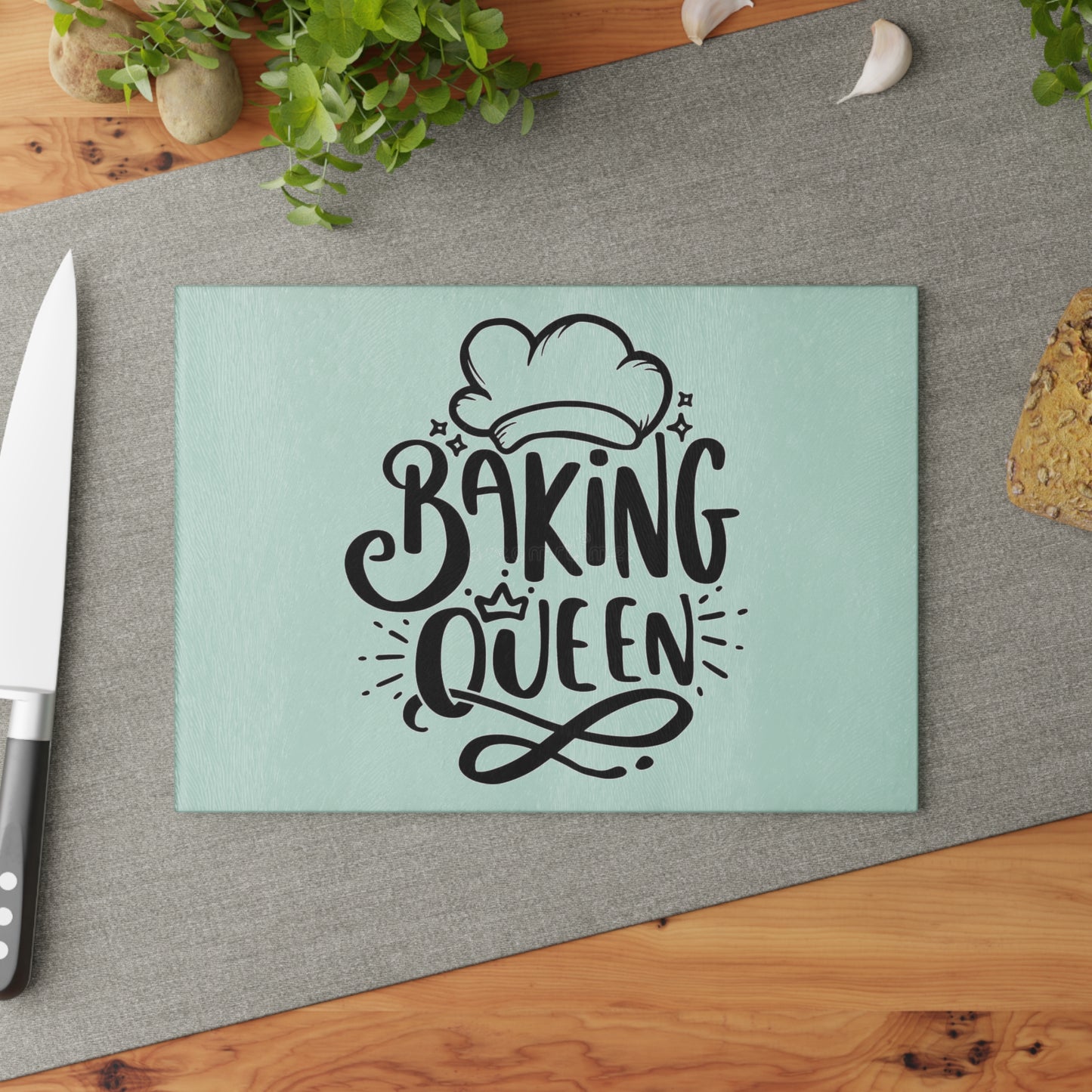 Baking Queen Glass Cutting Board, Kitchen Decor, Gift for Grill Lovers, Unique Cooking Gifts, Housewarming Gift