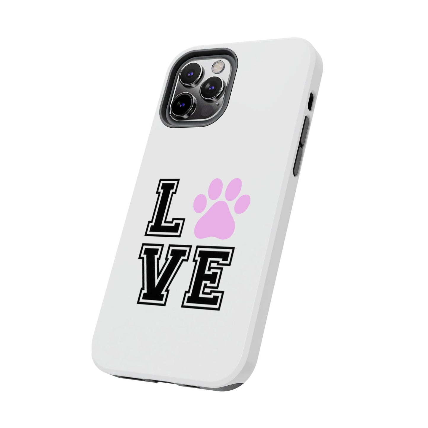 Love Pink Paw Print - Tough iPhone Cases - Choose your Size