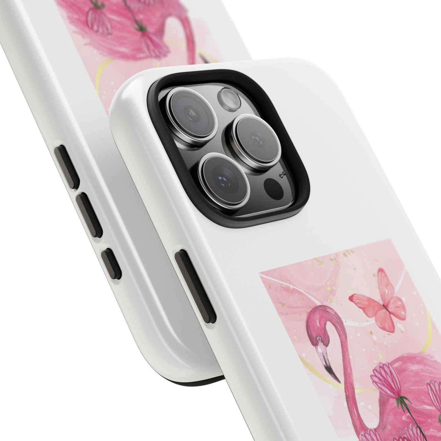 Flamingo & Butterfly - Tough iPhone Cases - Choose your Size