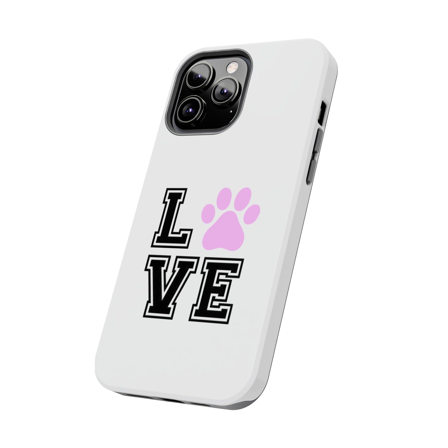 Love Pink Paw Print - Tough iPhone Cases - Choose your Size
