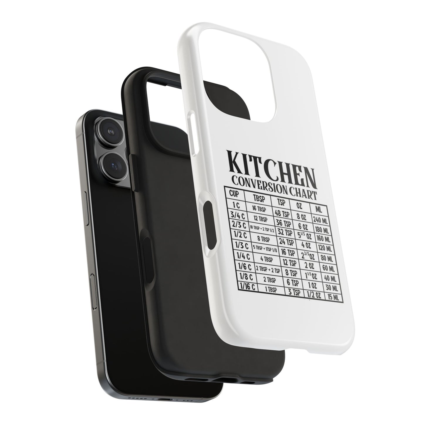 Kitchen Conversion Chart - Tough iPhone Cases - Choose your Size
