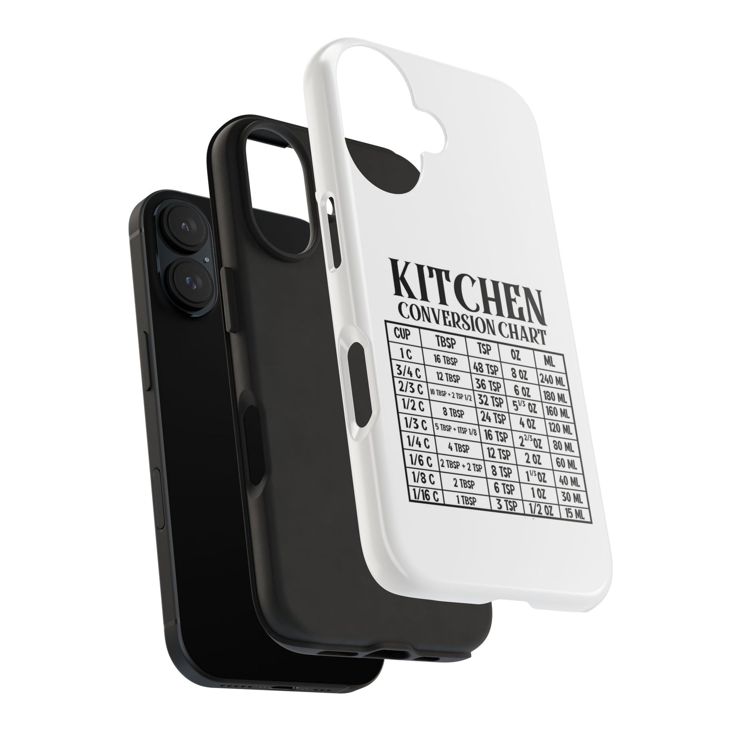 Kitchen Conversion Chart - Tough iPhone Cases - Choose your Size