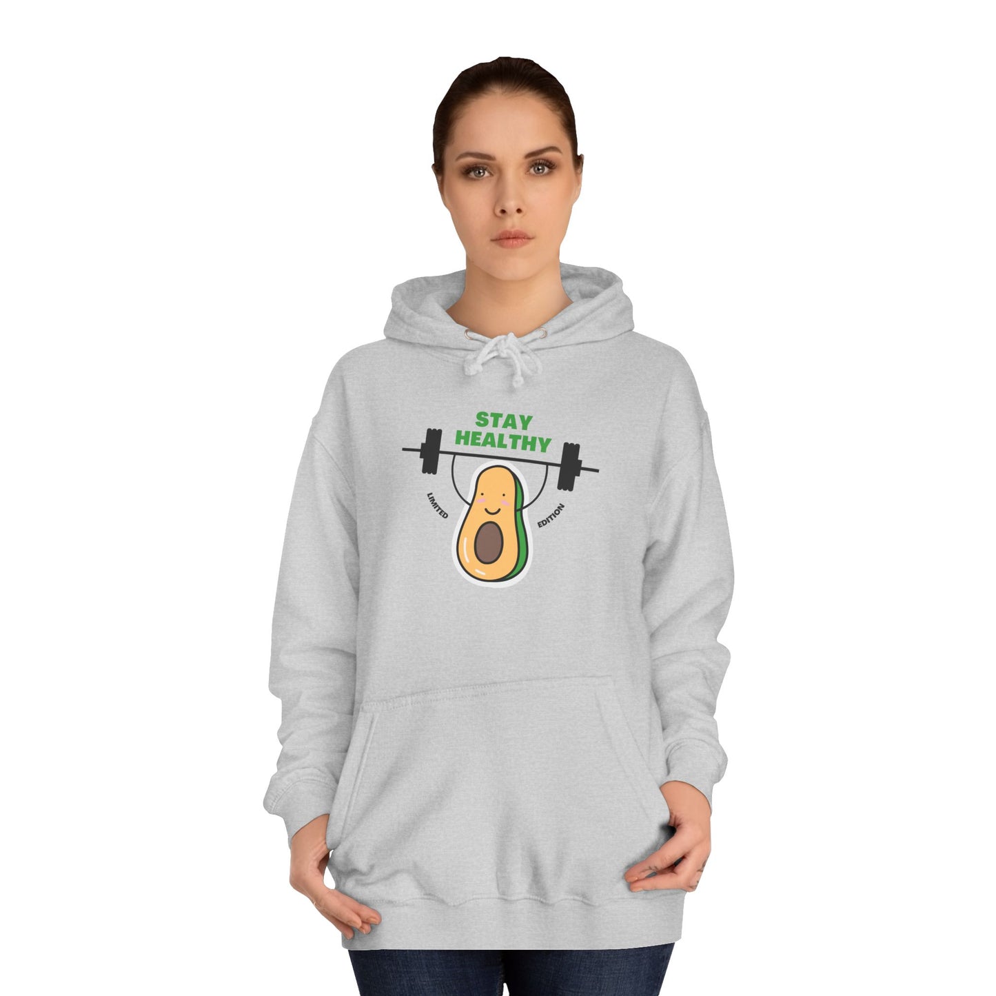 Funny Avocado Gym Hoodie, Stay Healthy Gift, Unisex Workout Sweatshirt, College Student Apparel, Fitness Motivational Wear