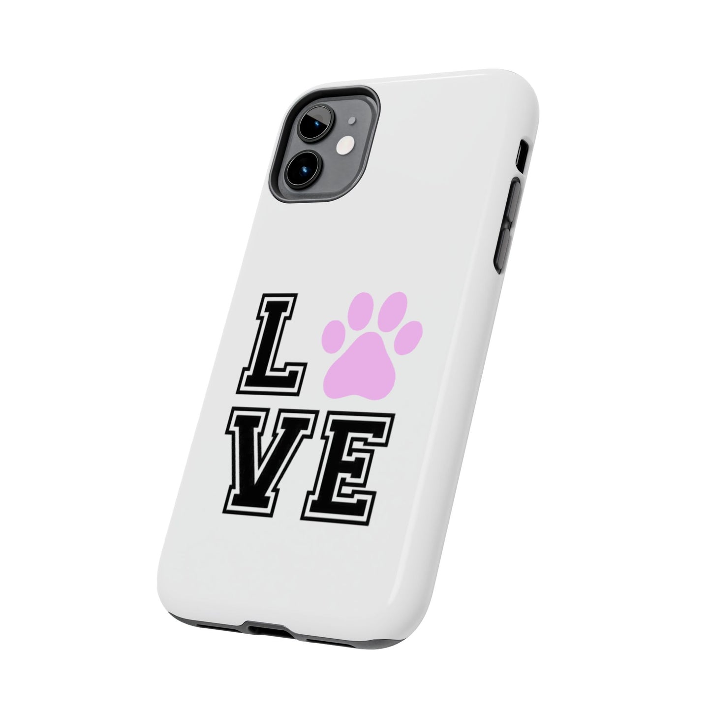 Love Pink Paw Print - Tough iPhone Cases - Choose your Size