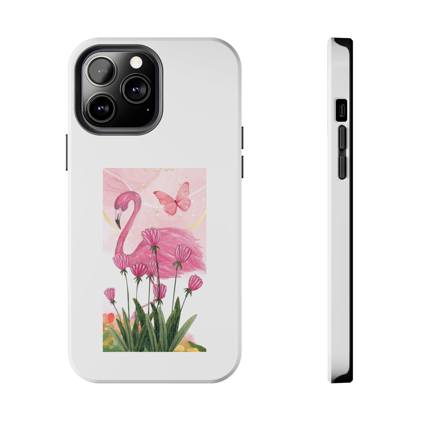 Flamingo & Butterfly - Tough iPhone Cases - Choose your Size