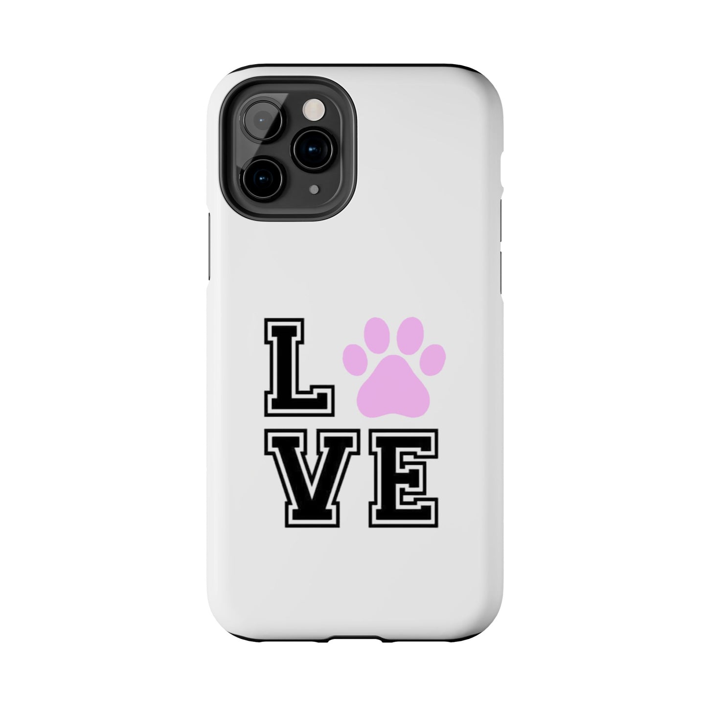 Love Pink Paw Print - Tough iPhone Cases - Choose your Size