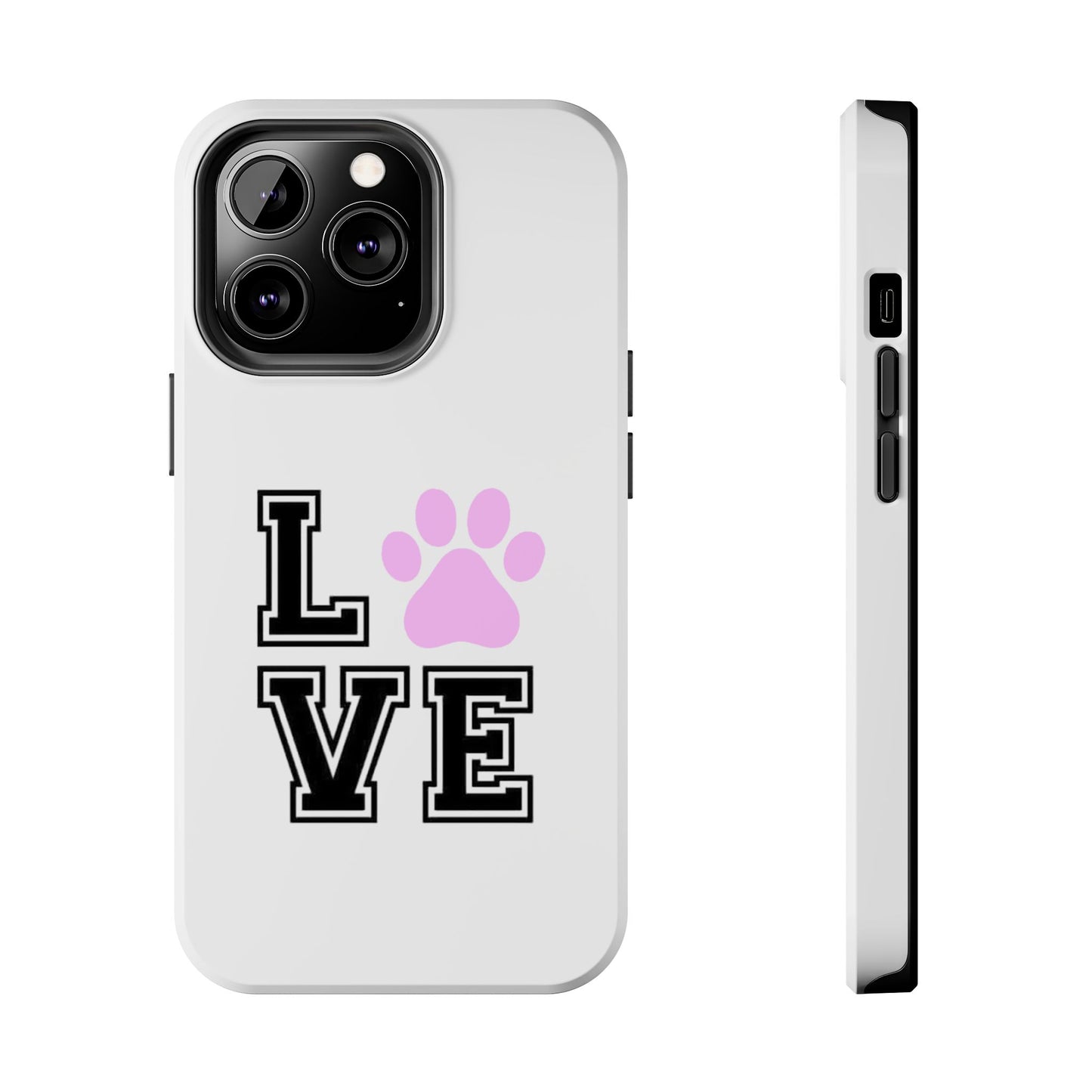 Love Pink Paw Print - Tough iPhone Cases - Choose your Size