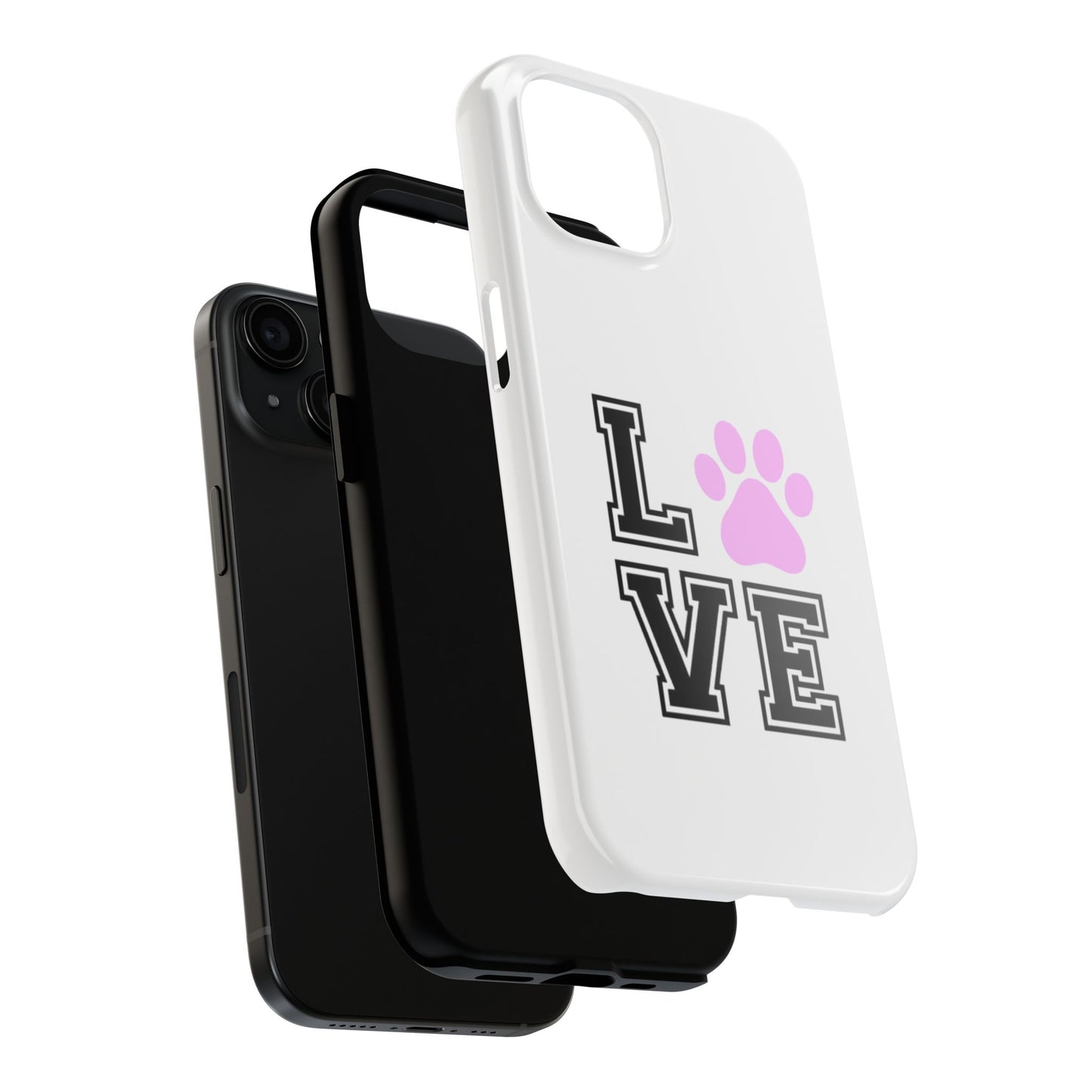 Love Pink Paw Print - Tough iPhone Cases - Choose your Size