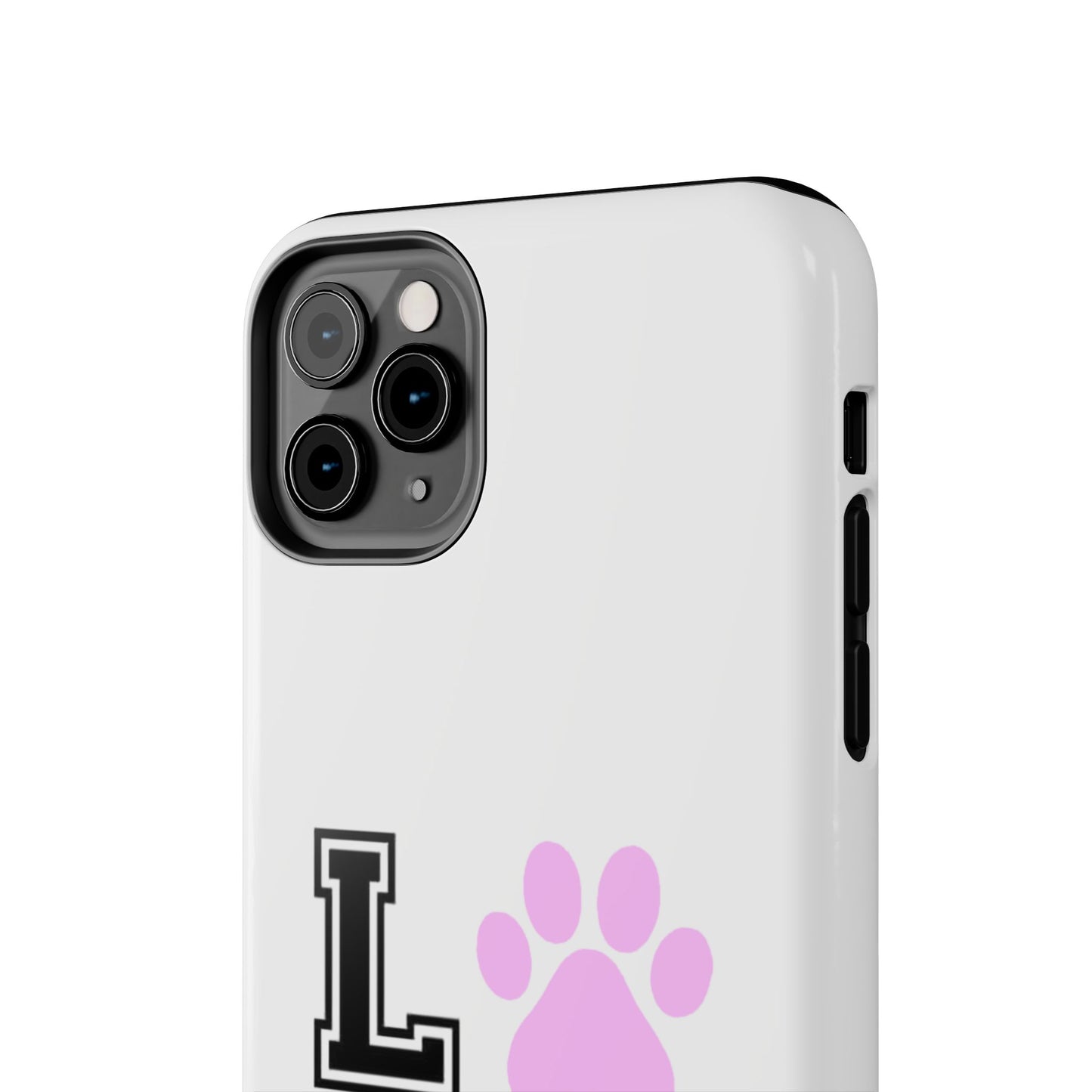 Love Pink Paw Print - Tough iPhone Cases - Choose your Size