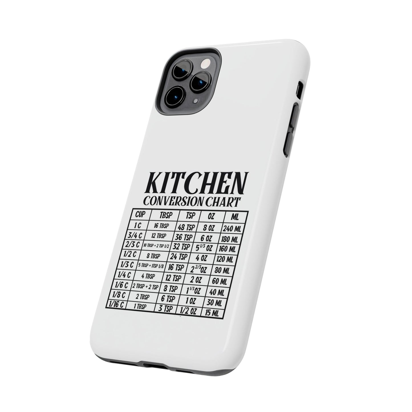 Kitchen Conversion Chart - Tough iPhone Cases - Choose your Size