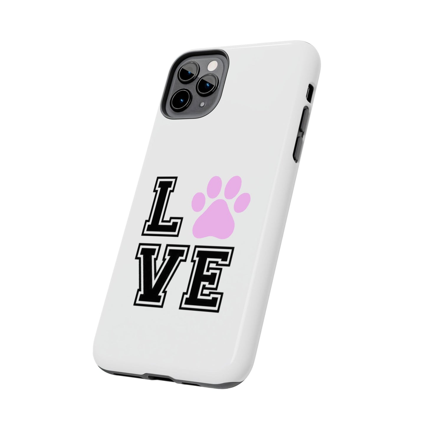 Love Pink Paw Print - Tough iPhone Cases - Choose your Size