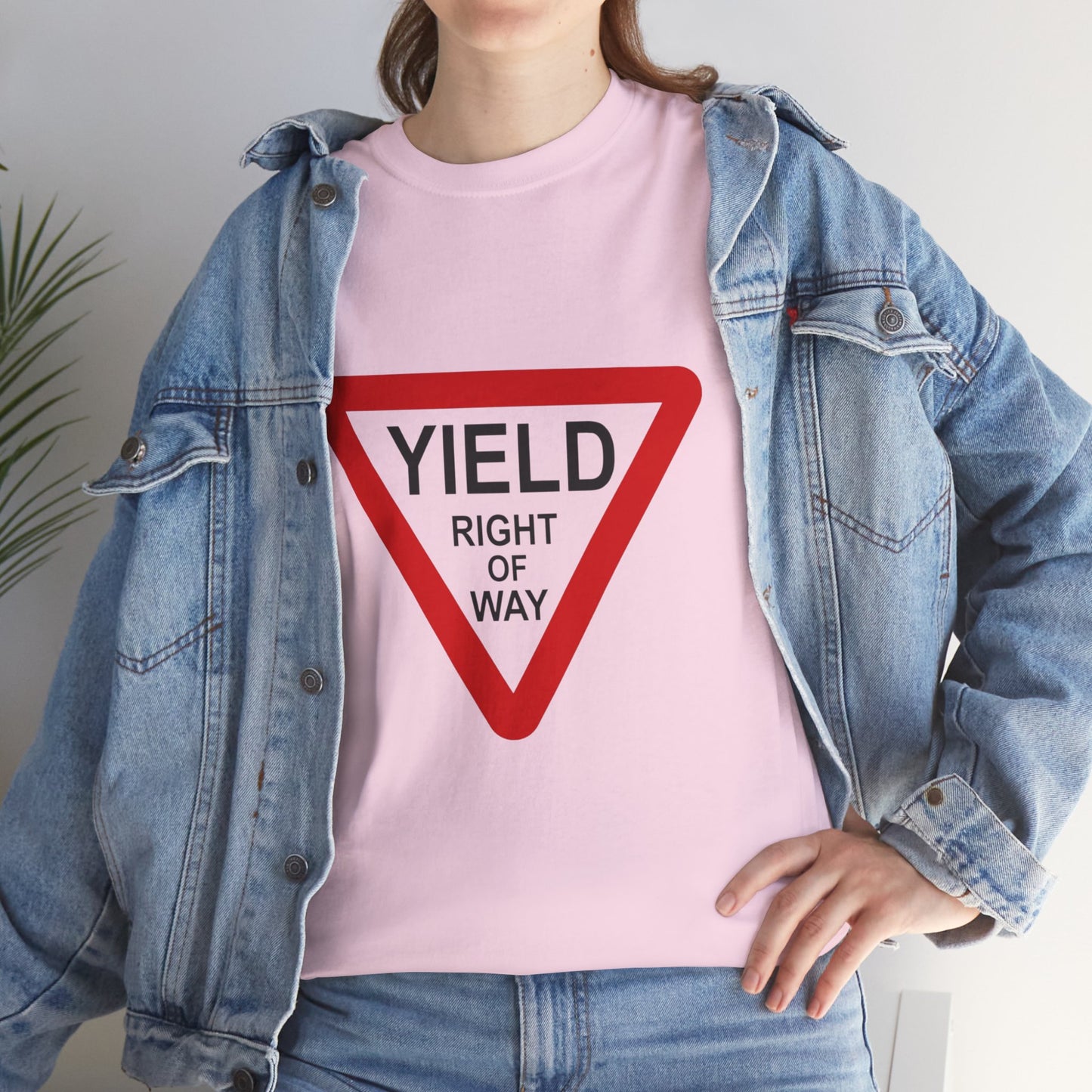 Yield Right of Way - Unisex Heavy Cotton Tee