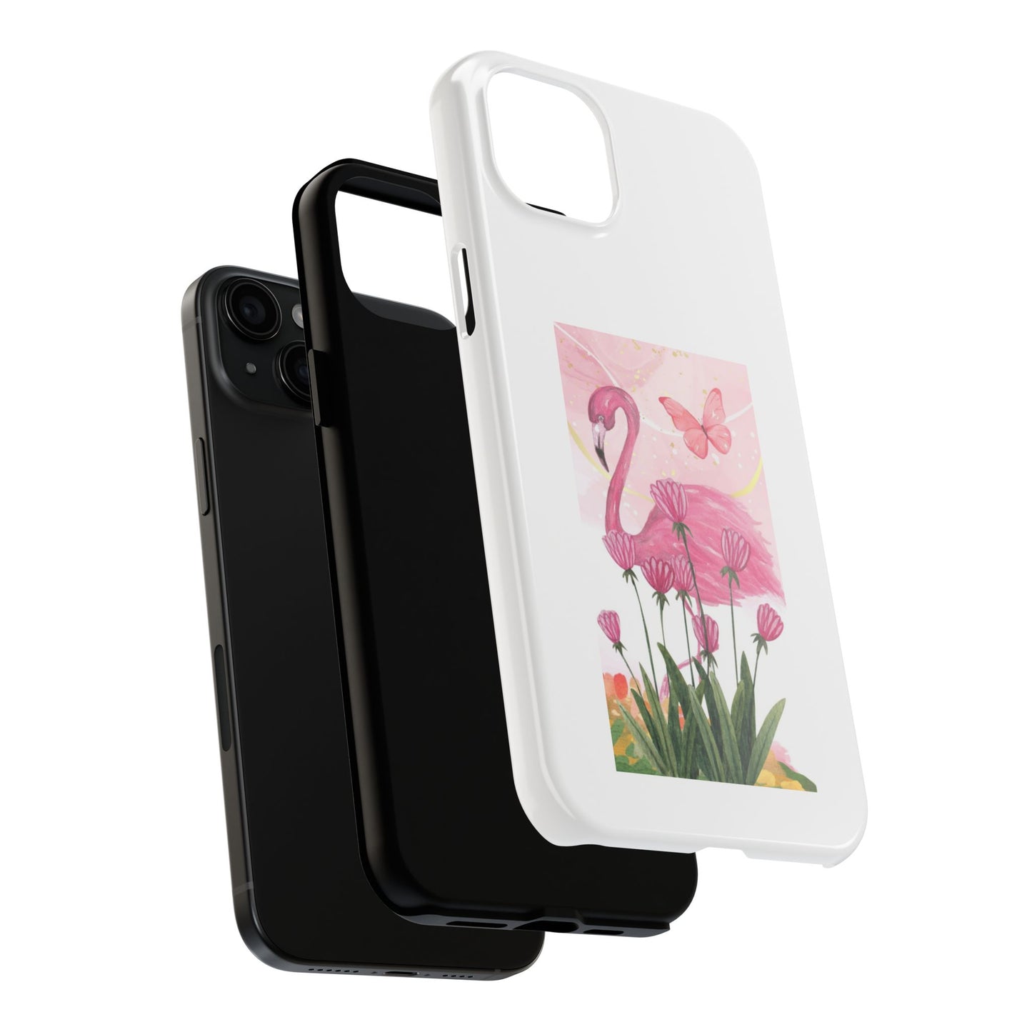 Flamingo & Butterfly - Tough iPhone Cases - Choose your Size