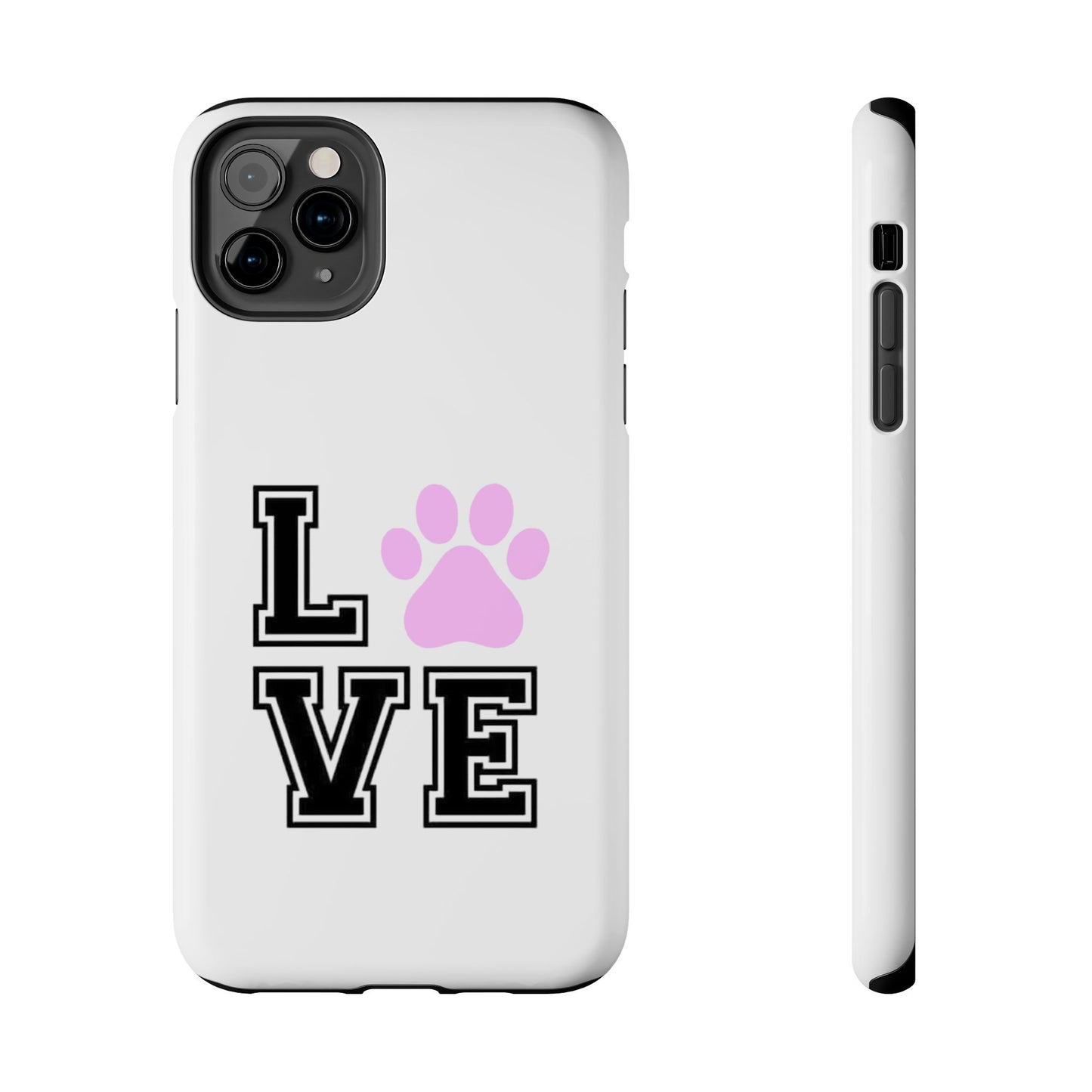 Love Pink Paw Print - Tough iPhone Cases - Choose your Size