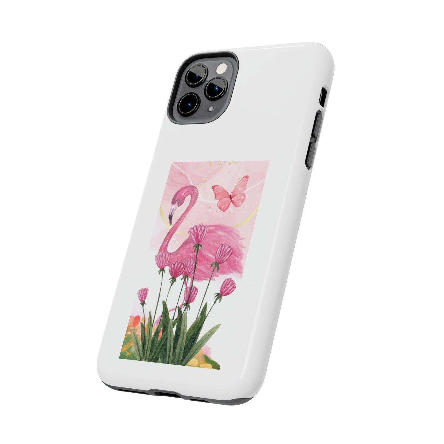 Flamingo & Butterfly - Tough iPhone Cases - Choose your Size
