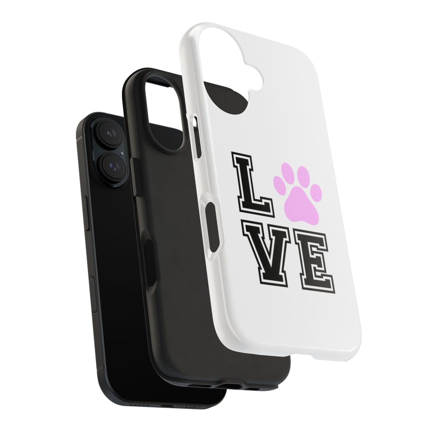 Love Pink Paw Print - Tough iPhone Cases - Choose your Size