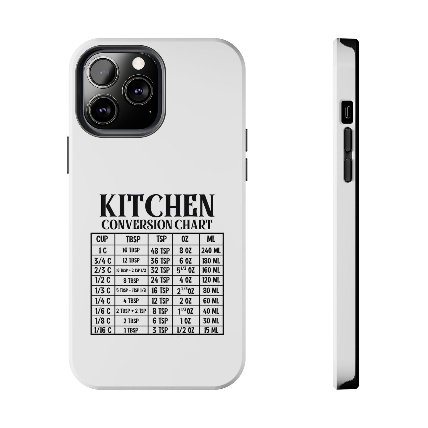 Kitchen Conversion Chart - Tough iPhone Cases - Choose your Size