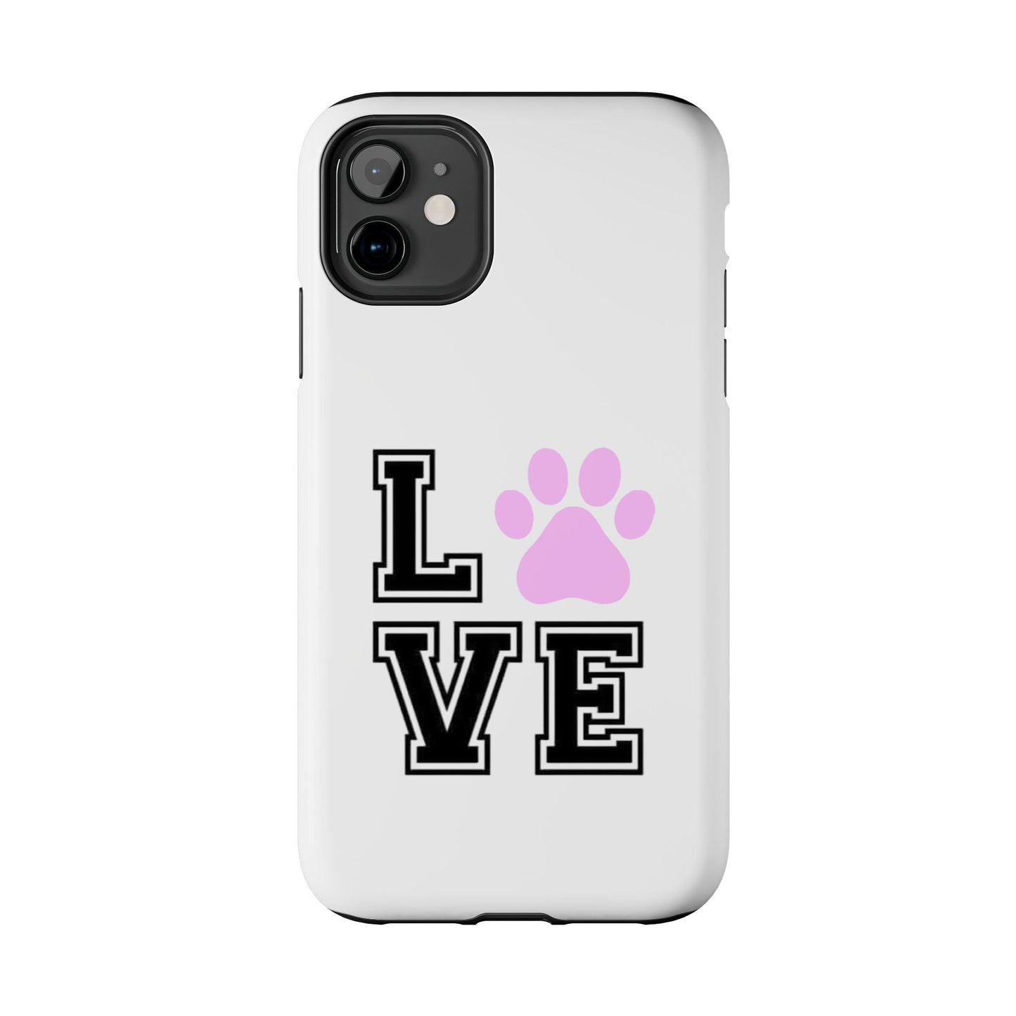 Love Pink Paw Print - Tough iPhone Cases - Choose your Size