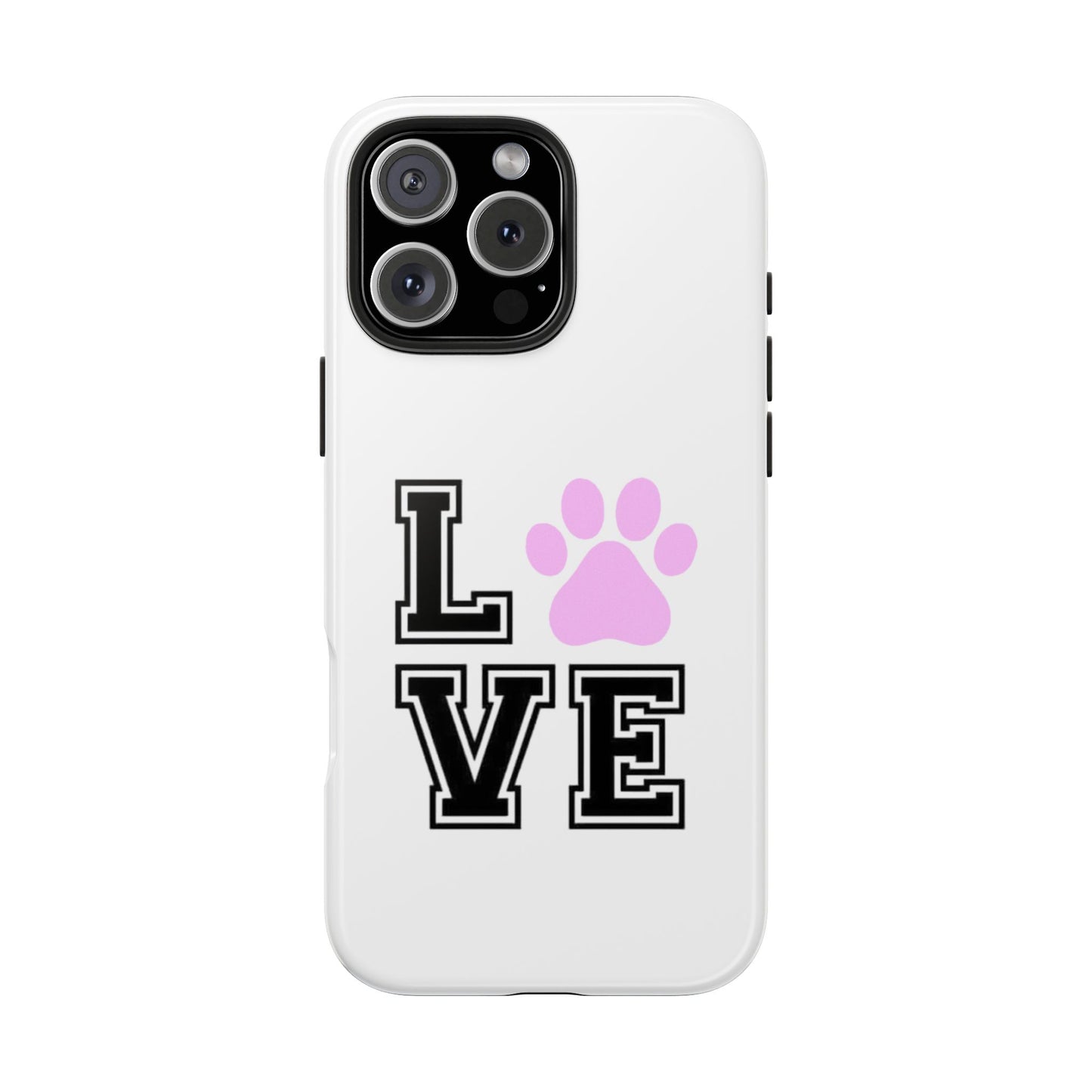 Love Pink Paw Print - Tough iPhone Cases - Choose your Size