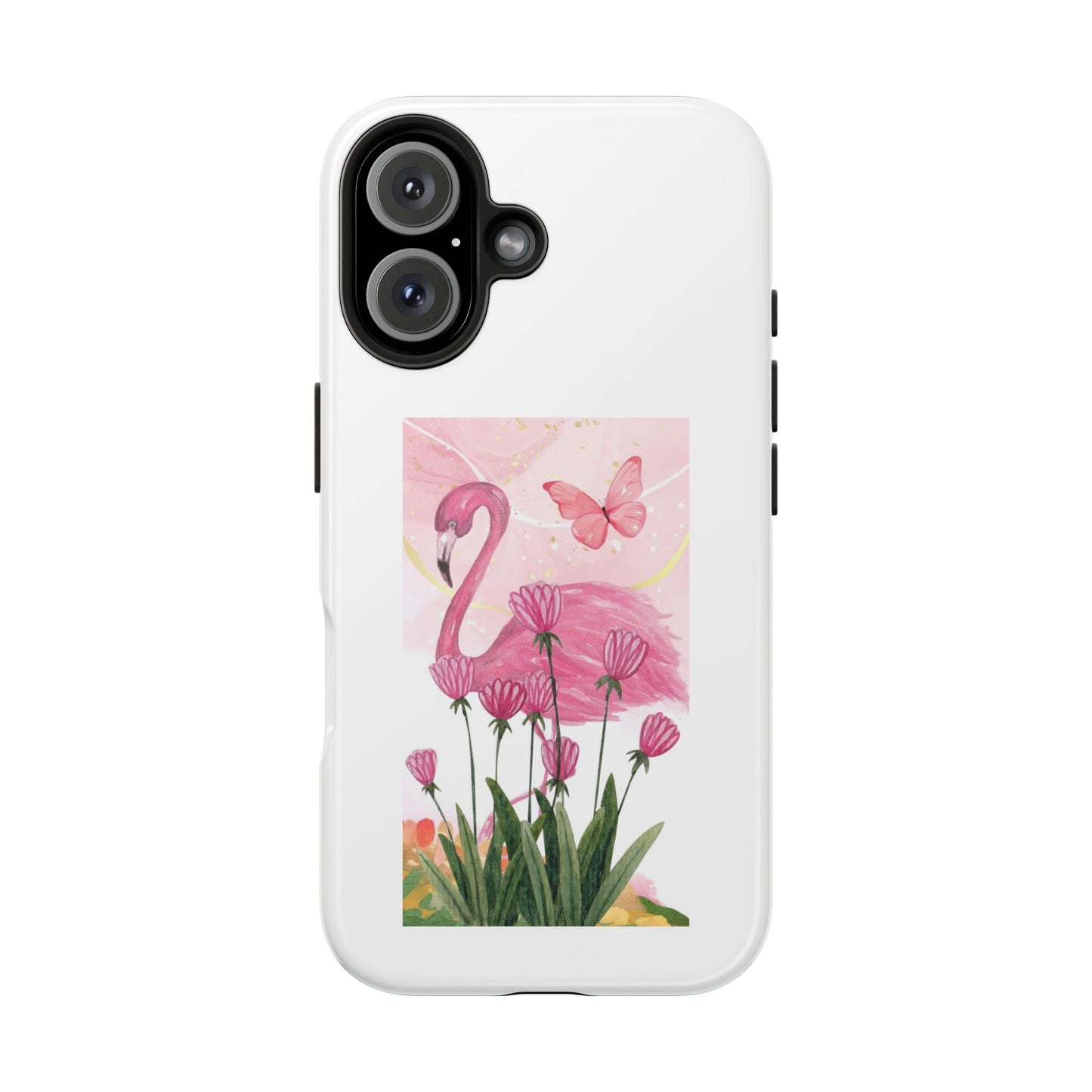 Flamingo & Butterfly - Tough iPhone Cases - Choose your Size