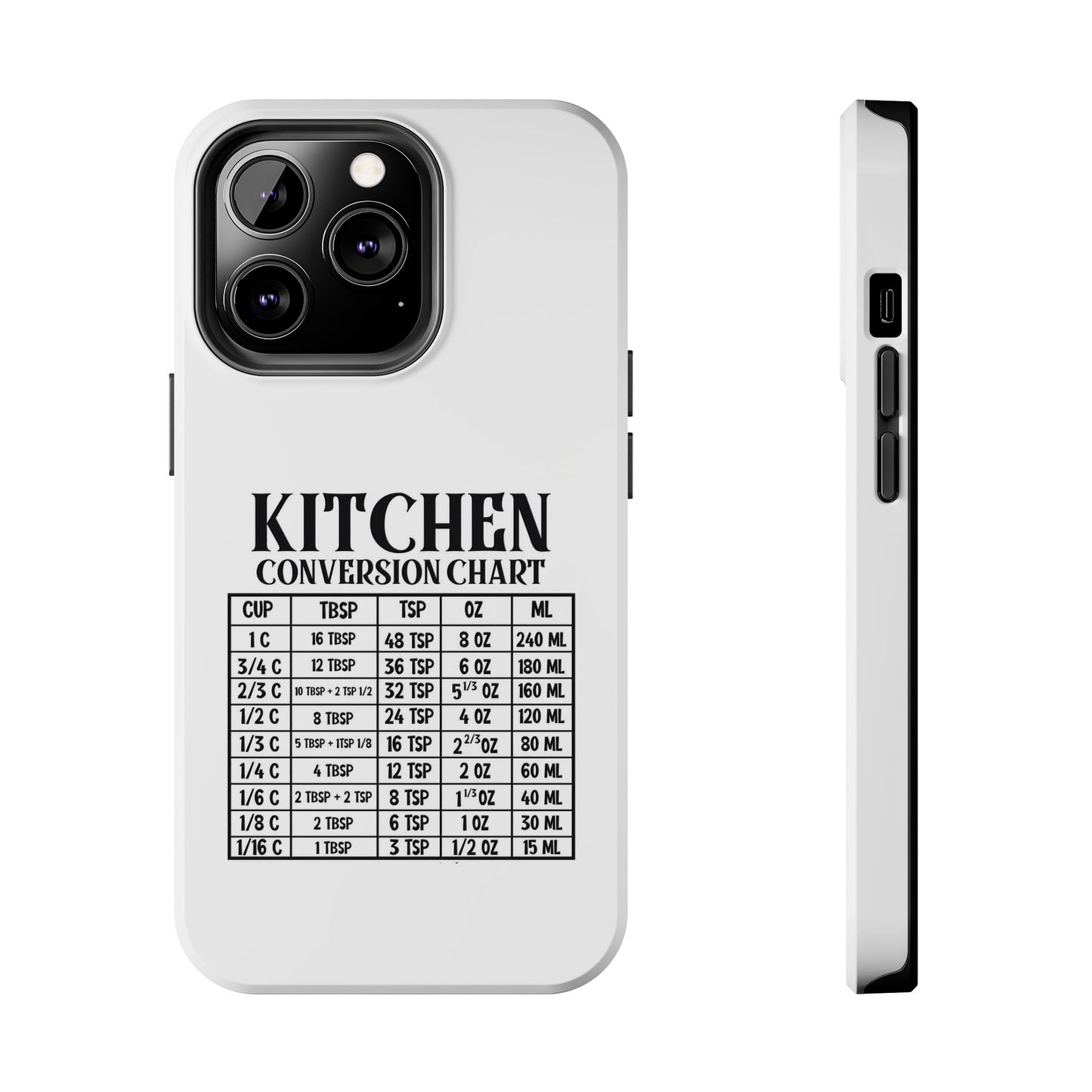 Kitchen Conversion Chart - Tough iPhone Cases - Choose your Size