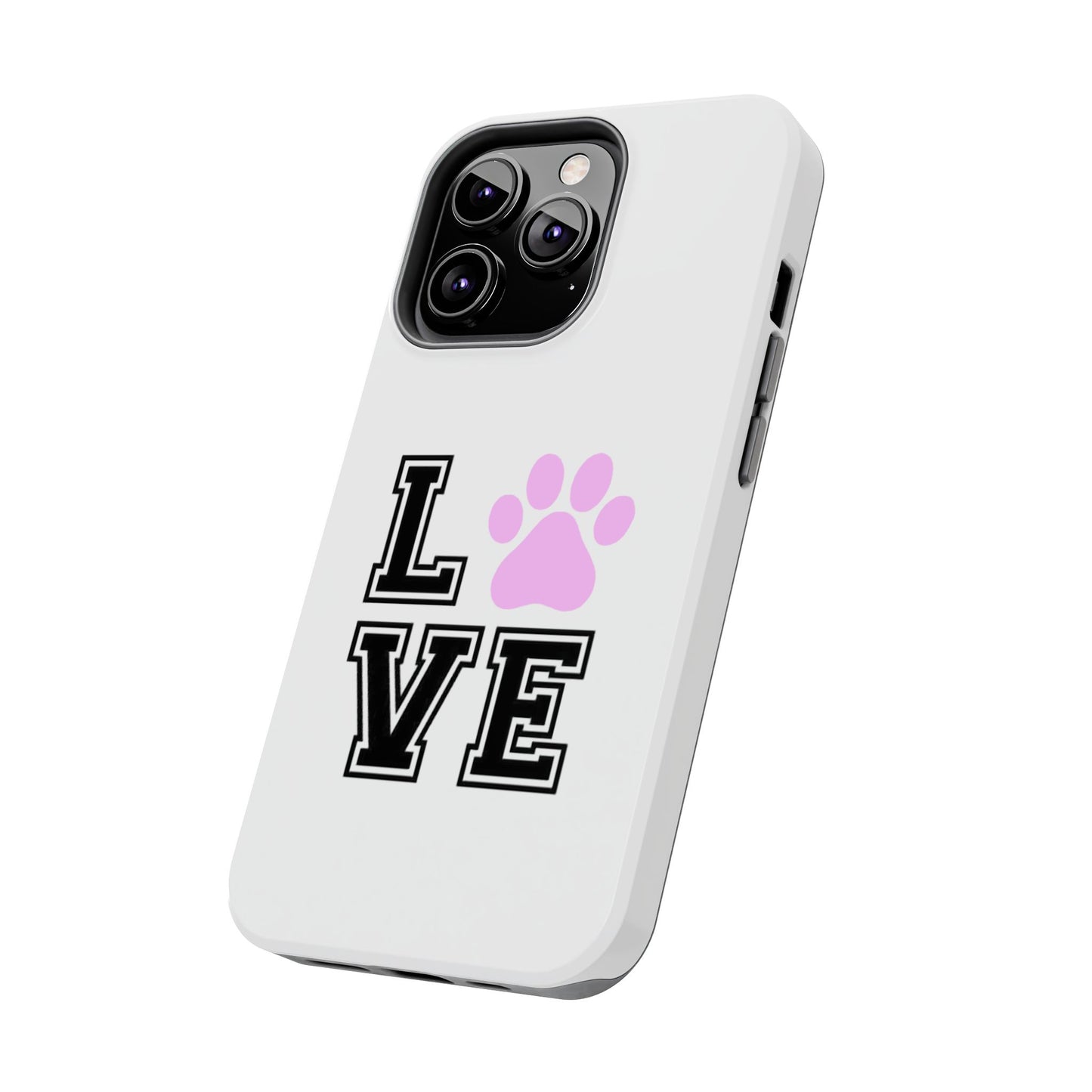 Love Pink Paw Print - Tough iPhone Cases - Choose your Size
