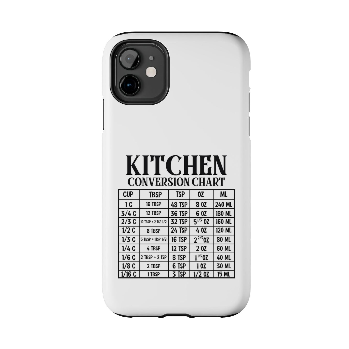 Kitchen Conversion Chart - Tough iPhone Cases - Choose your Size
