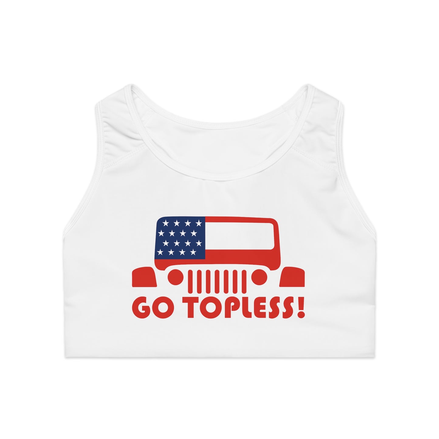 Jeep Go Topless- Sports Bra, Cute Workout Top, Fitness Apparel, Jeep Lover Gift, Activewear for the Gym or Yoga