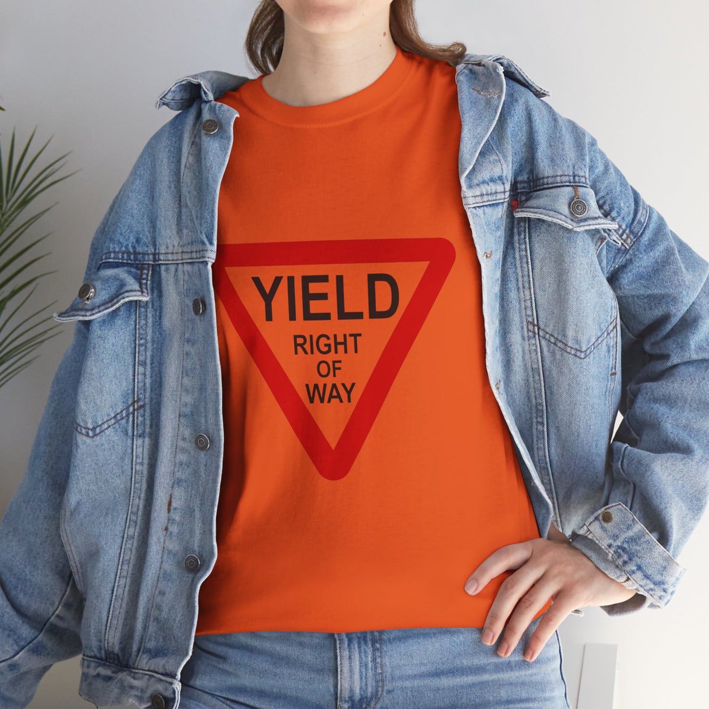 Yield Right of Way - Unisex Heavy Cotton Tee