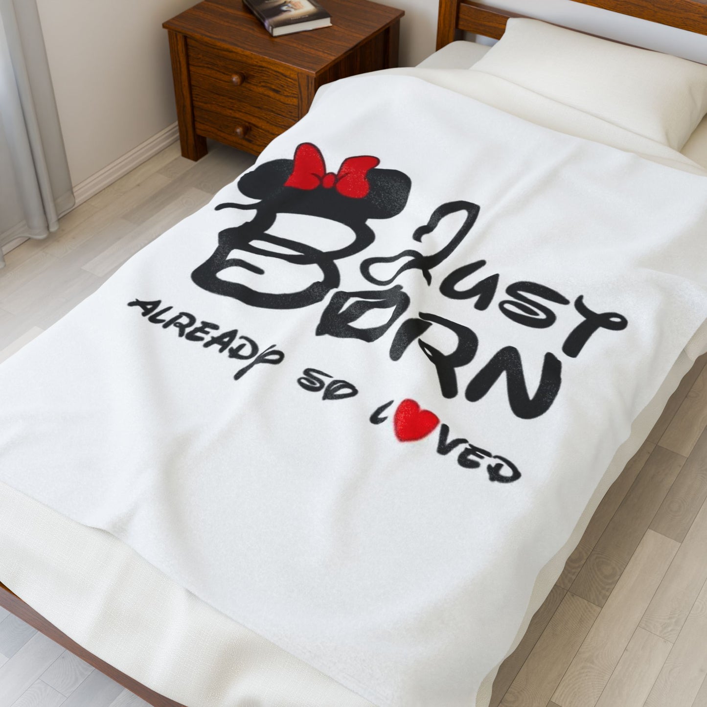 Just Born Already So Loved - Plush Blanket, Perfect for Newborns, Nursery Decor, Baby Shower Gift, Cozy and Cute