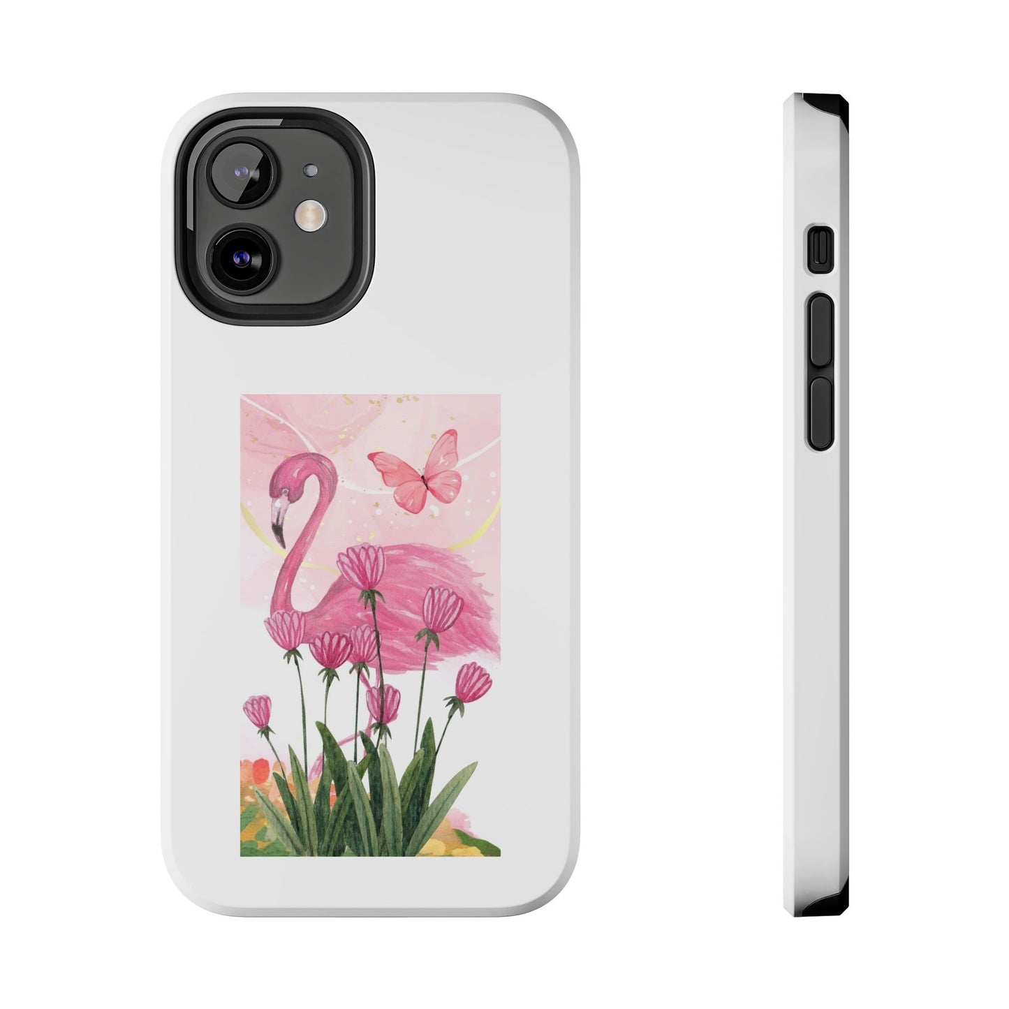 Flamingo & Butterfly - Tough iPhone Cases - Choose your Size