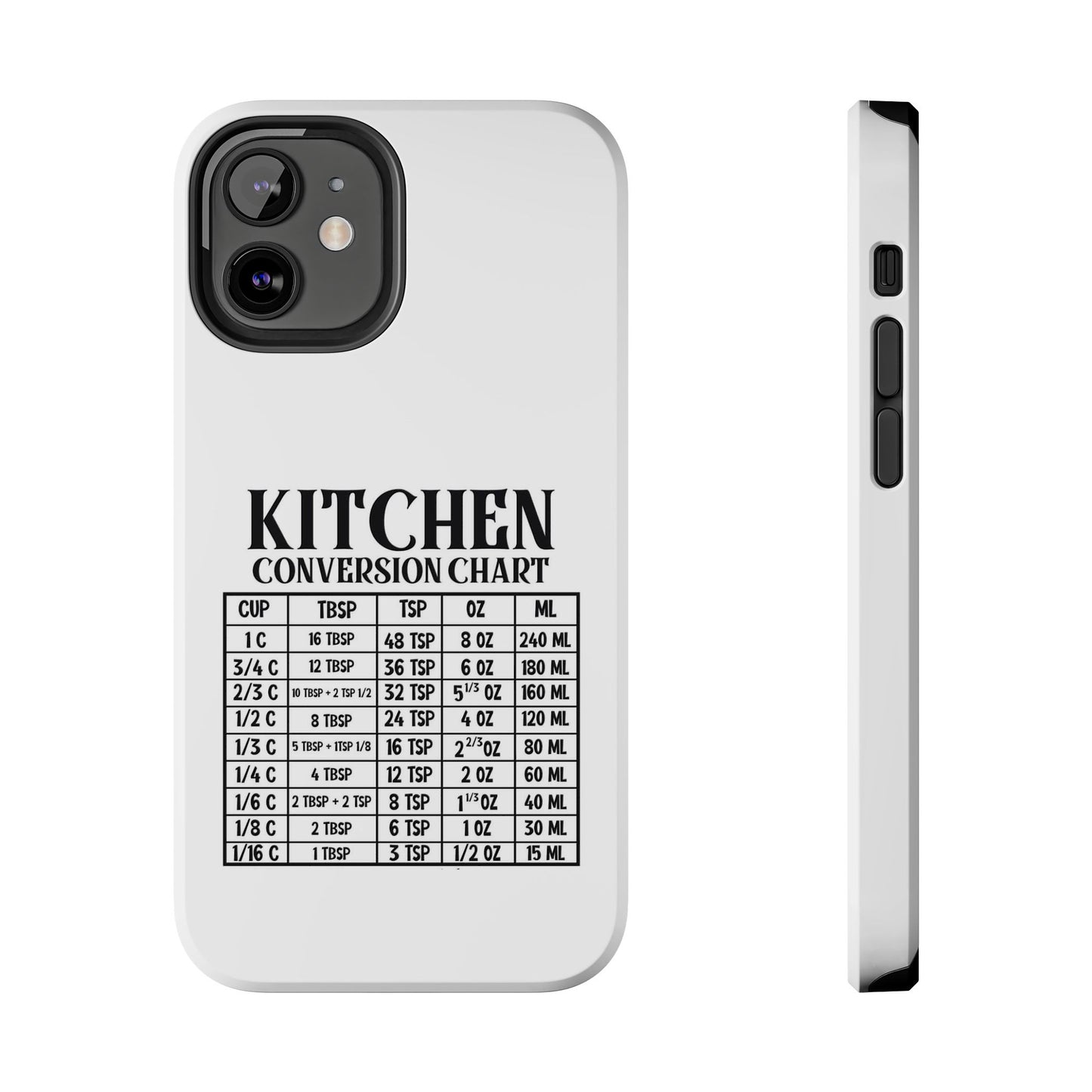 Kitchen Conversion Chart - Tough iPhone Cases - Choose your Size