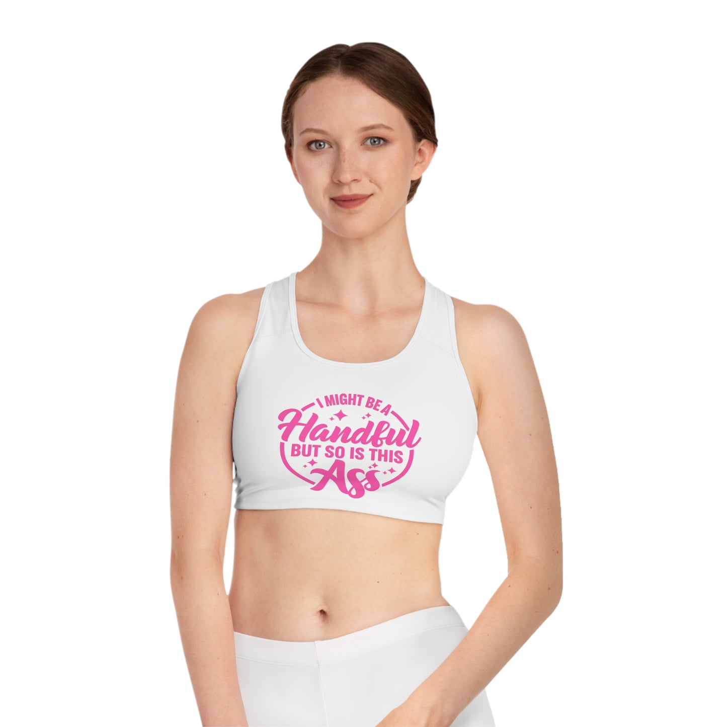 I MIGHT BE A HANDFUL… - Sports Bra, Cute Workout Top, Fitness Apparel, Jeep Lover Gift, Activewear for the Gym or Yoga