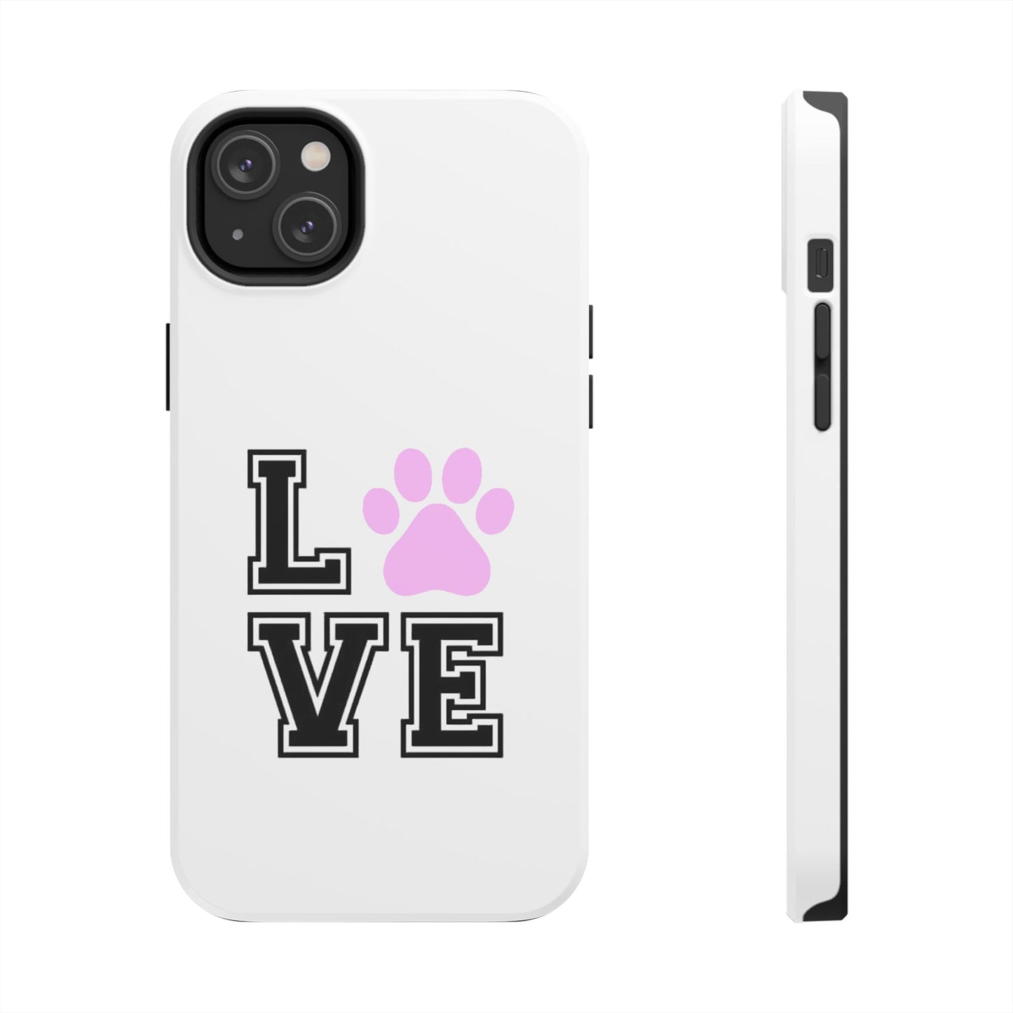 Love Pink Paw Print - Tough iPhone Cases - Choose your Size