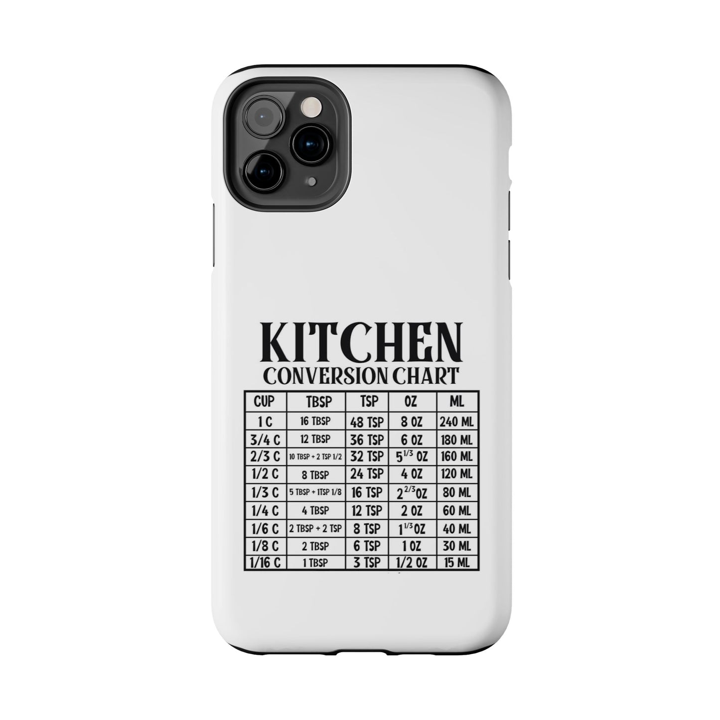 Kitchen Conversion Chart - Tough iPhone Cases - Choose your Size
