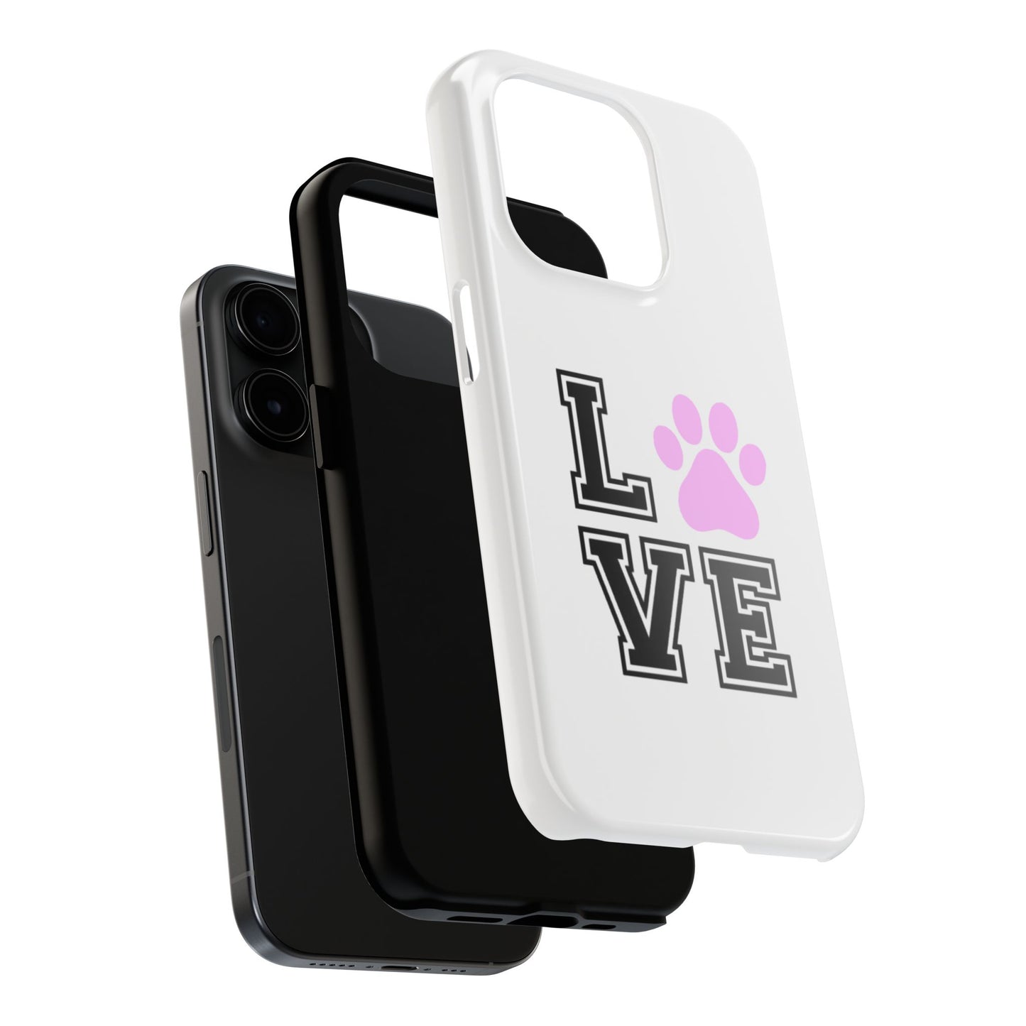 Love Pink Paw Print - Tough iPhone Cases - Choose your Size