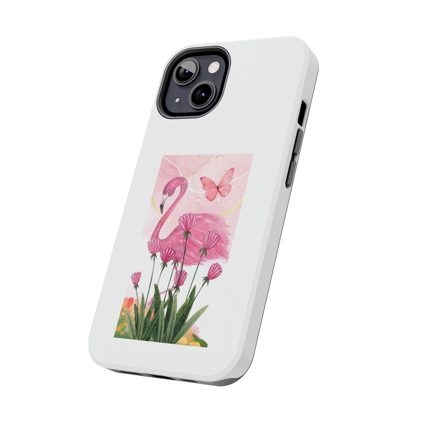 Flamingo & Butterfly - Tough iPhone Cases - Choose your Size