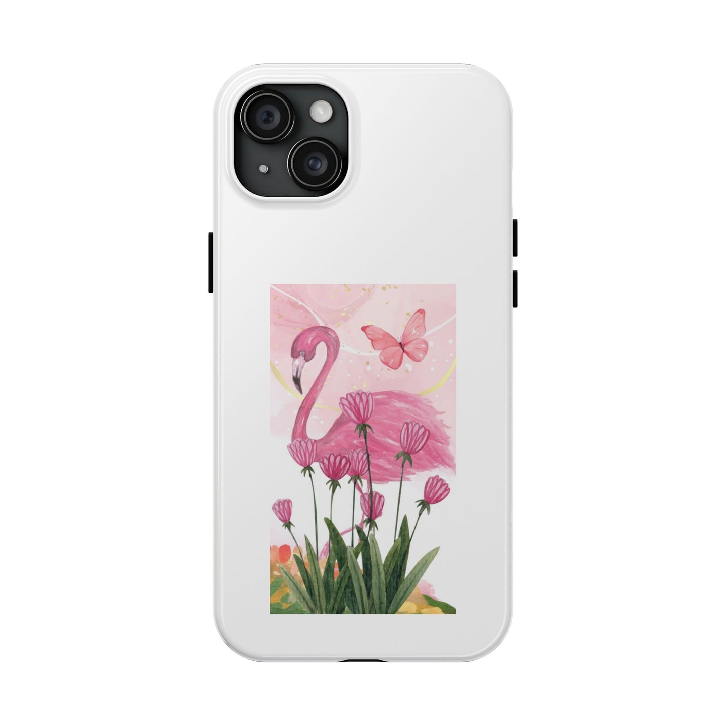 Flamingo & Butterfly - Tough iPhone Cases - Choose your Size
