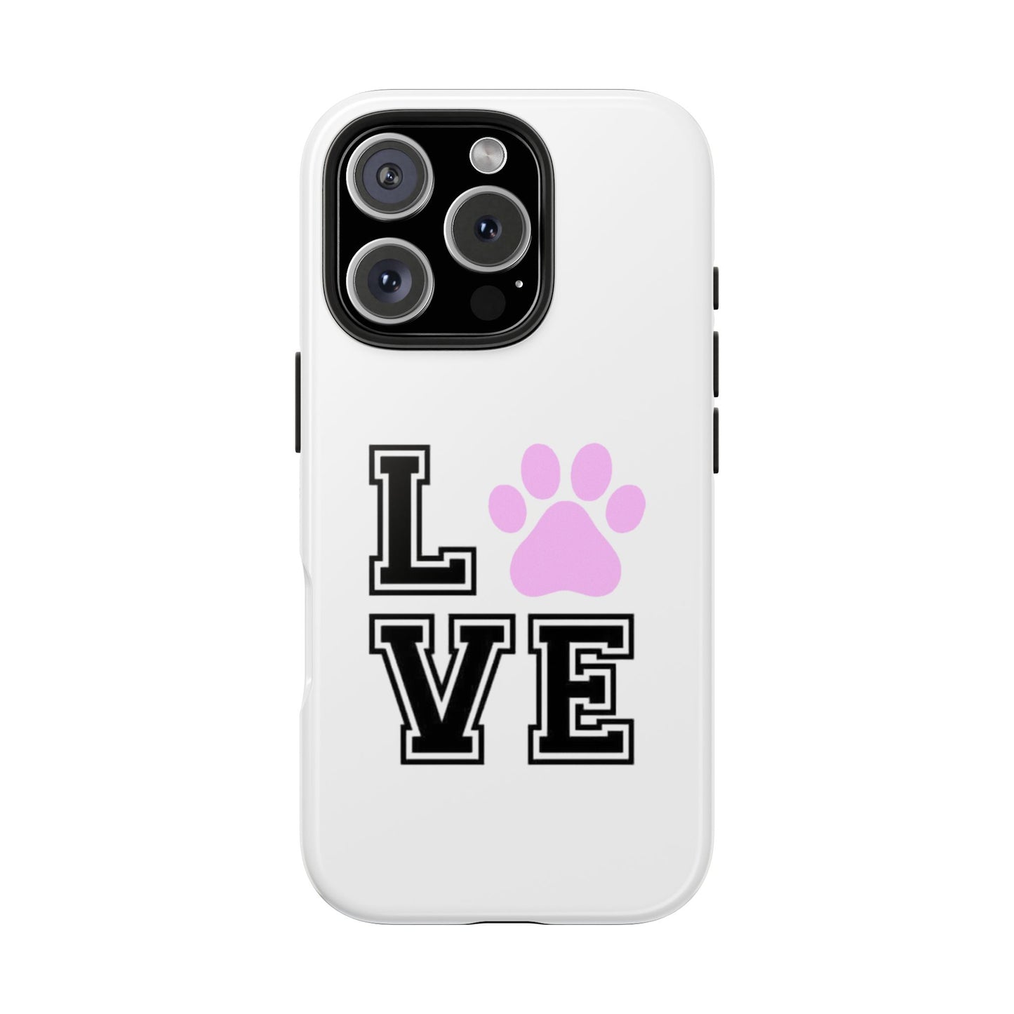 Love Pink Paw Print - Tough iPhone Cases - Choose your Size